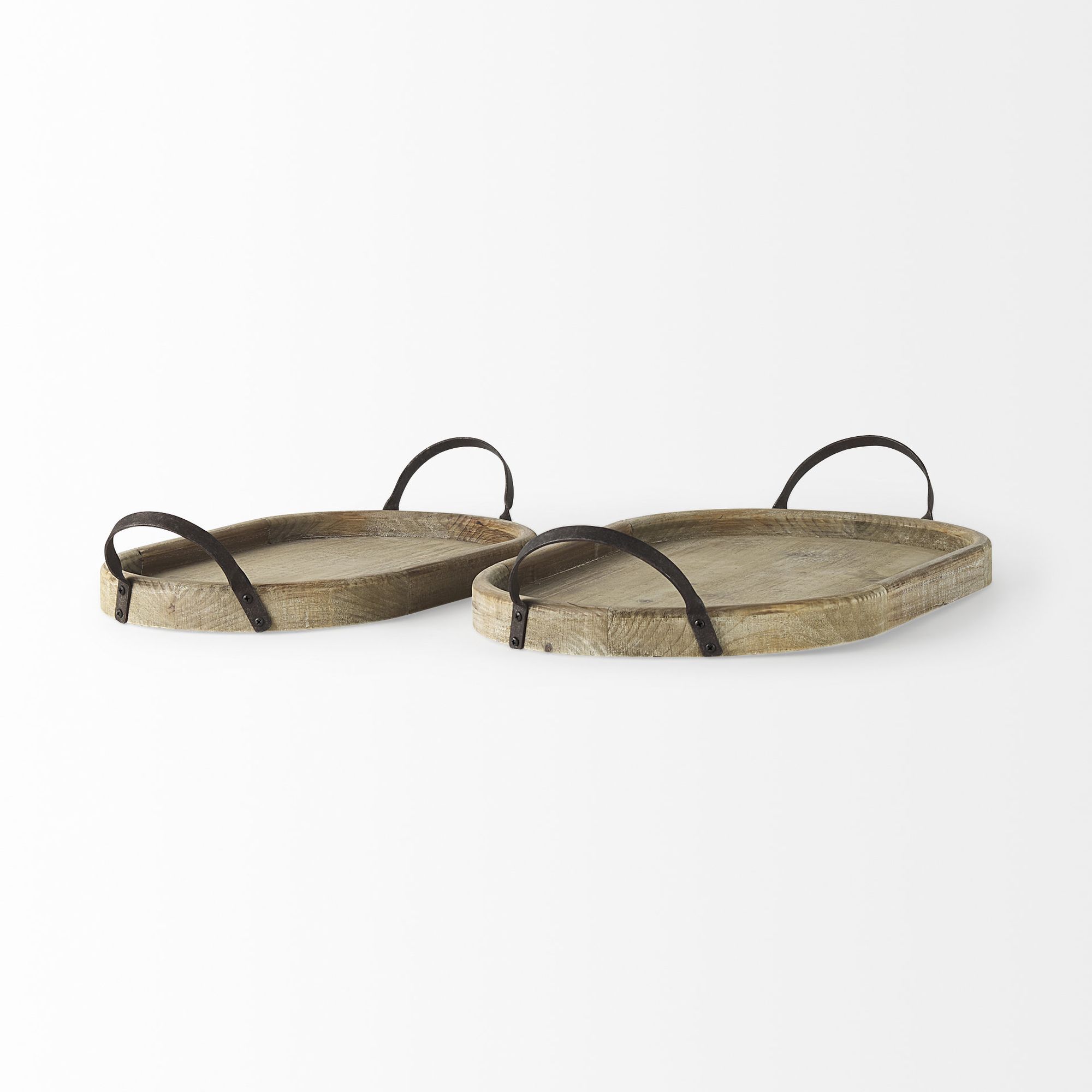 Mercana - Alina Light Brown Wood Trays (Set of 2)