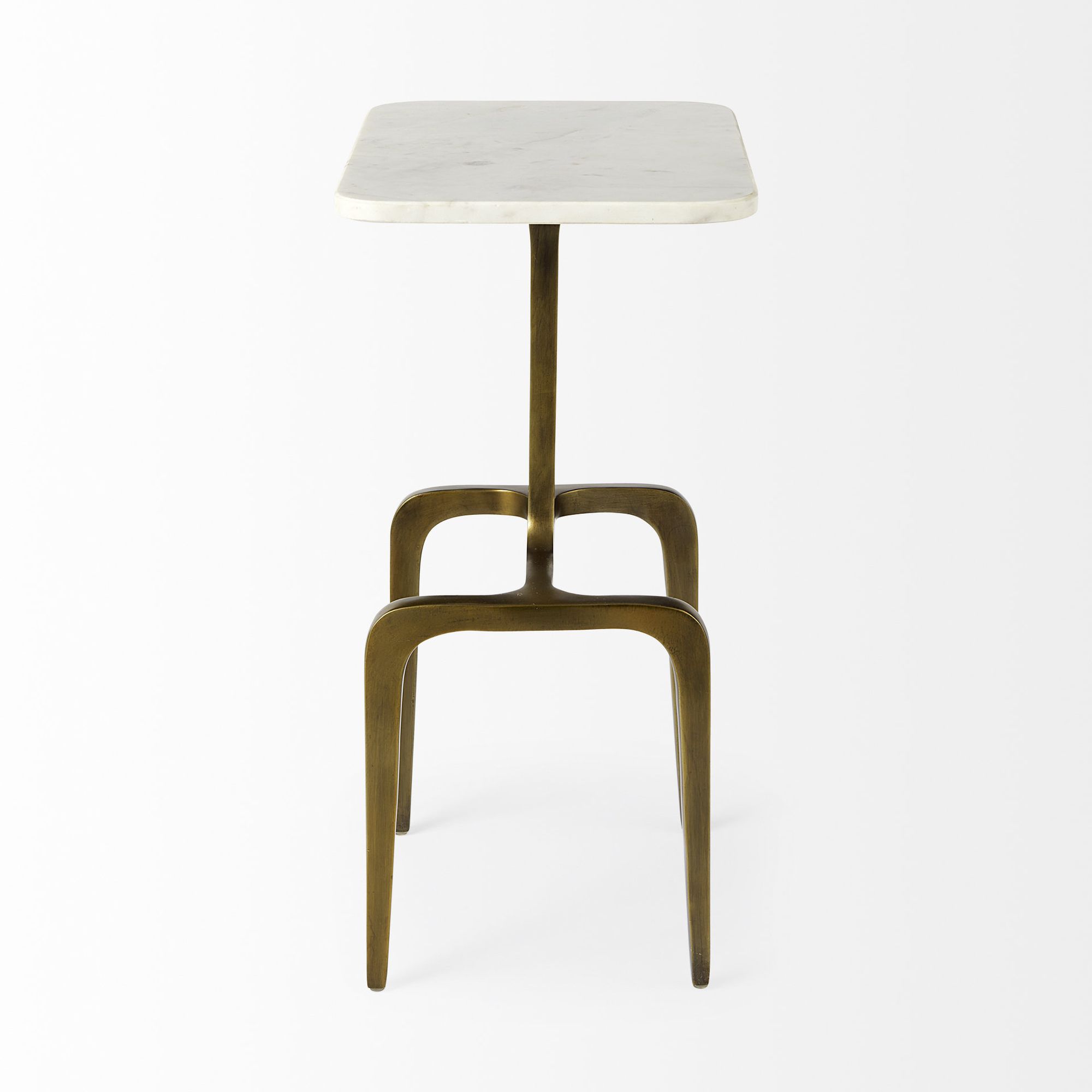 Mercana Preston Accent Table with Gold Metal - White/Gold