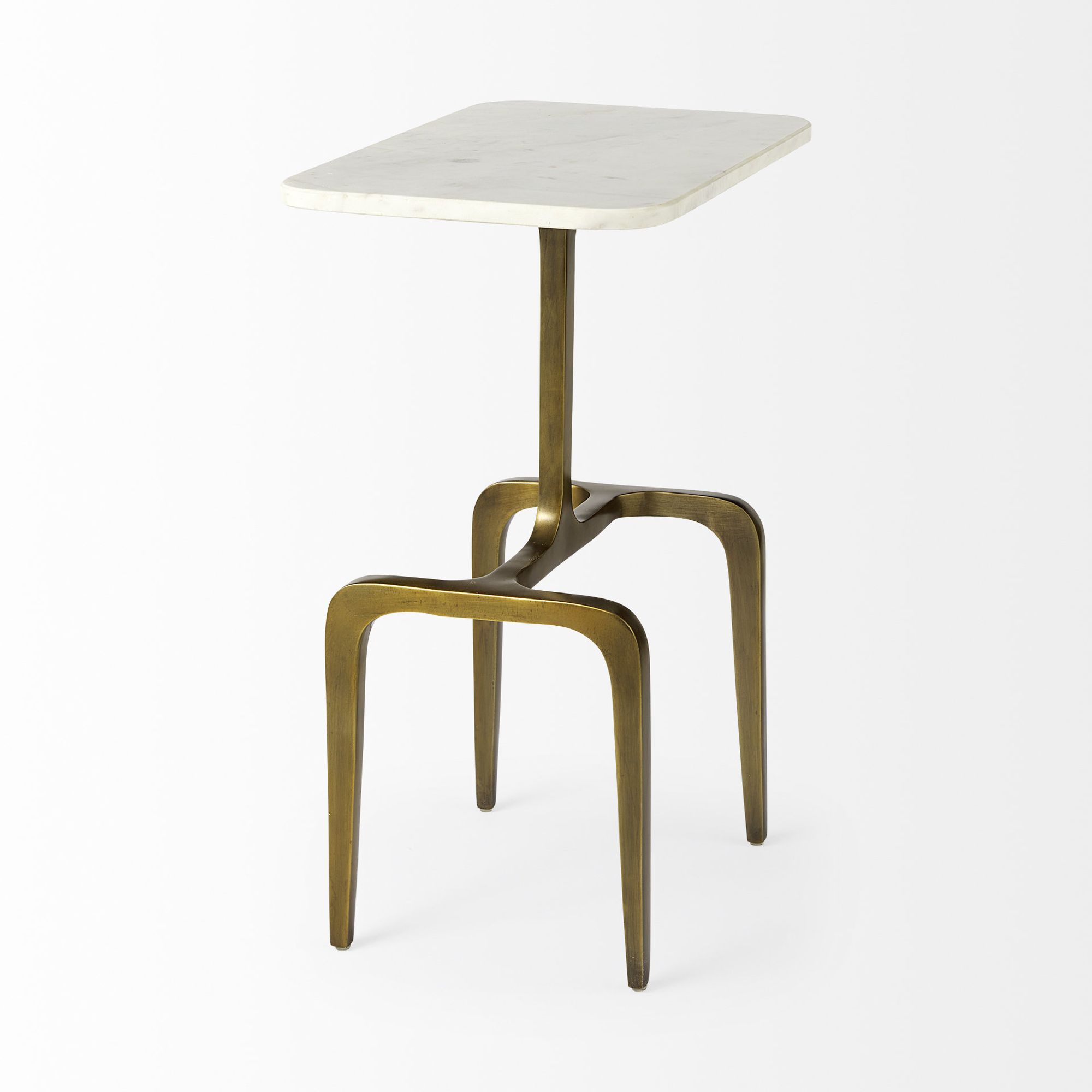 Mercana Preston Accent Table with Gold Metal - White/Gold