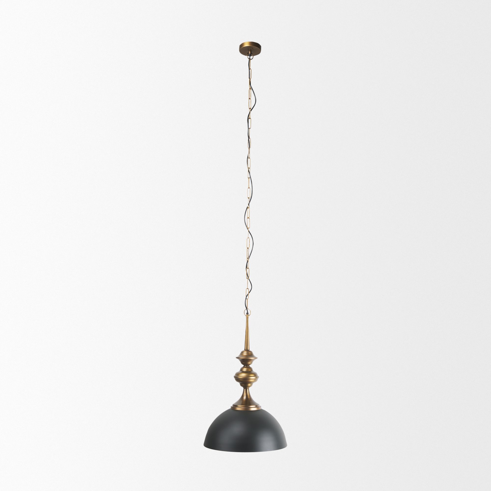 Mercana - Willson Black Iron with Antique Brass Dome Pendant Light