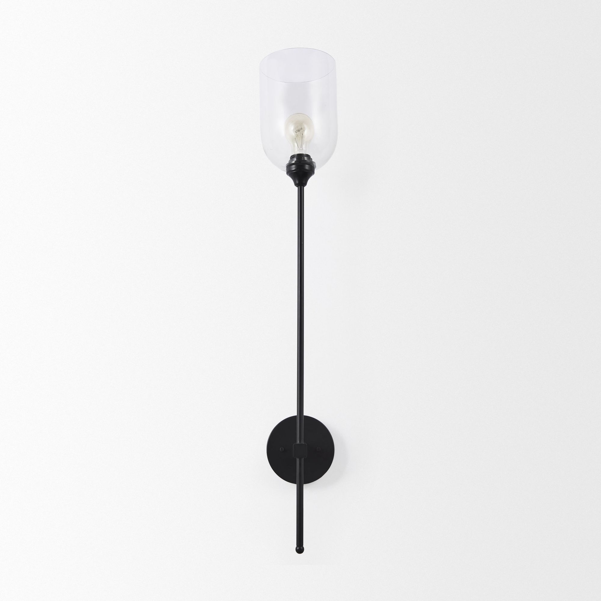 Mercana - Clyde Matte Black with Glass Round Wall Sconce