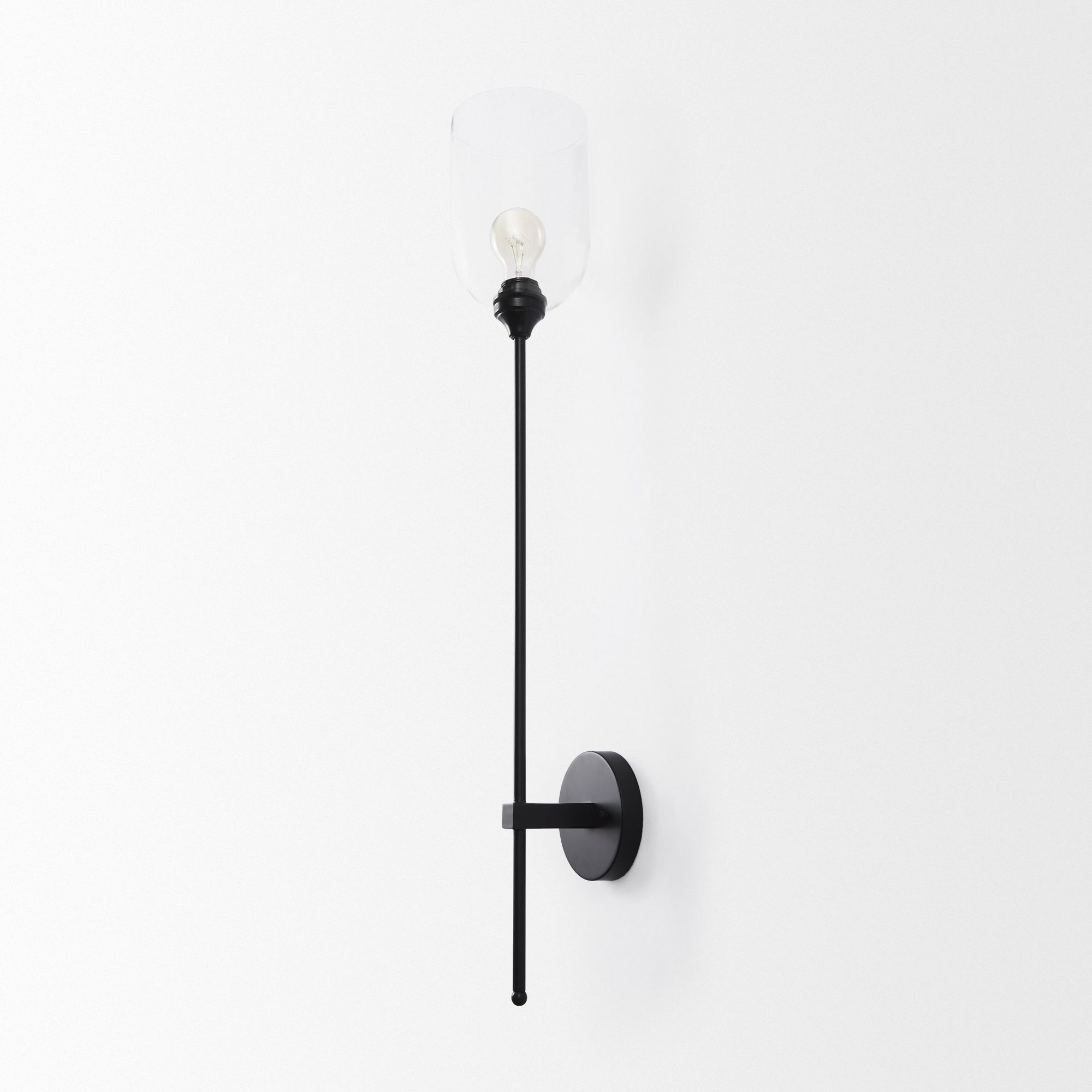 Mercana - Clyde Matte Black with Glass Round Wall Sconce