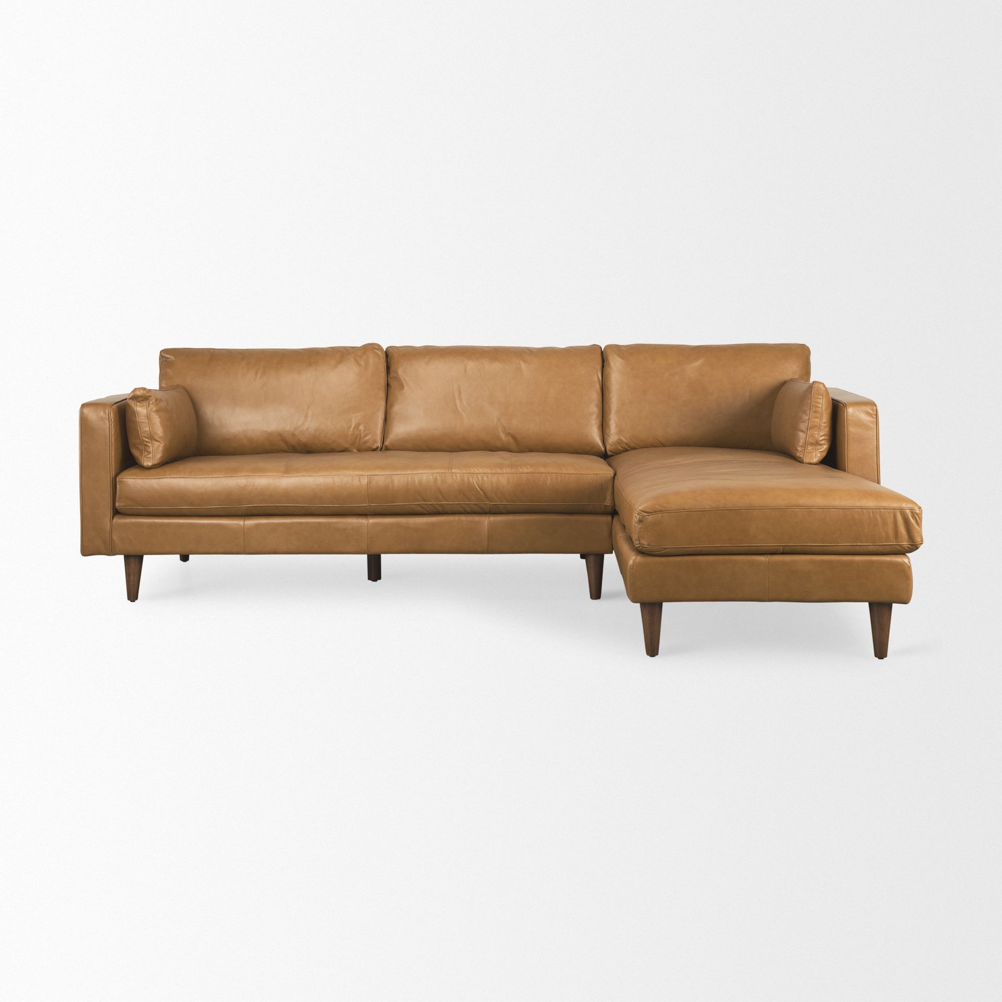 Mercana - Elton Right Chaise Sectional in Tan, Leather