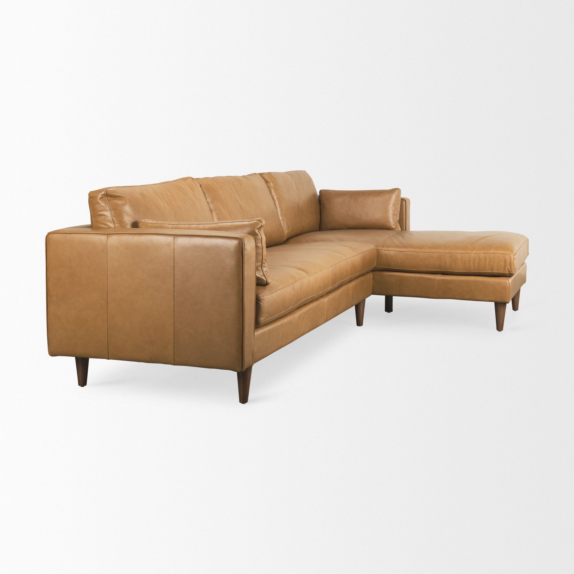 Mercana - Elton Right Chaise Sectional in Tan, Leather