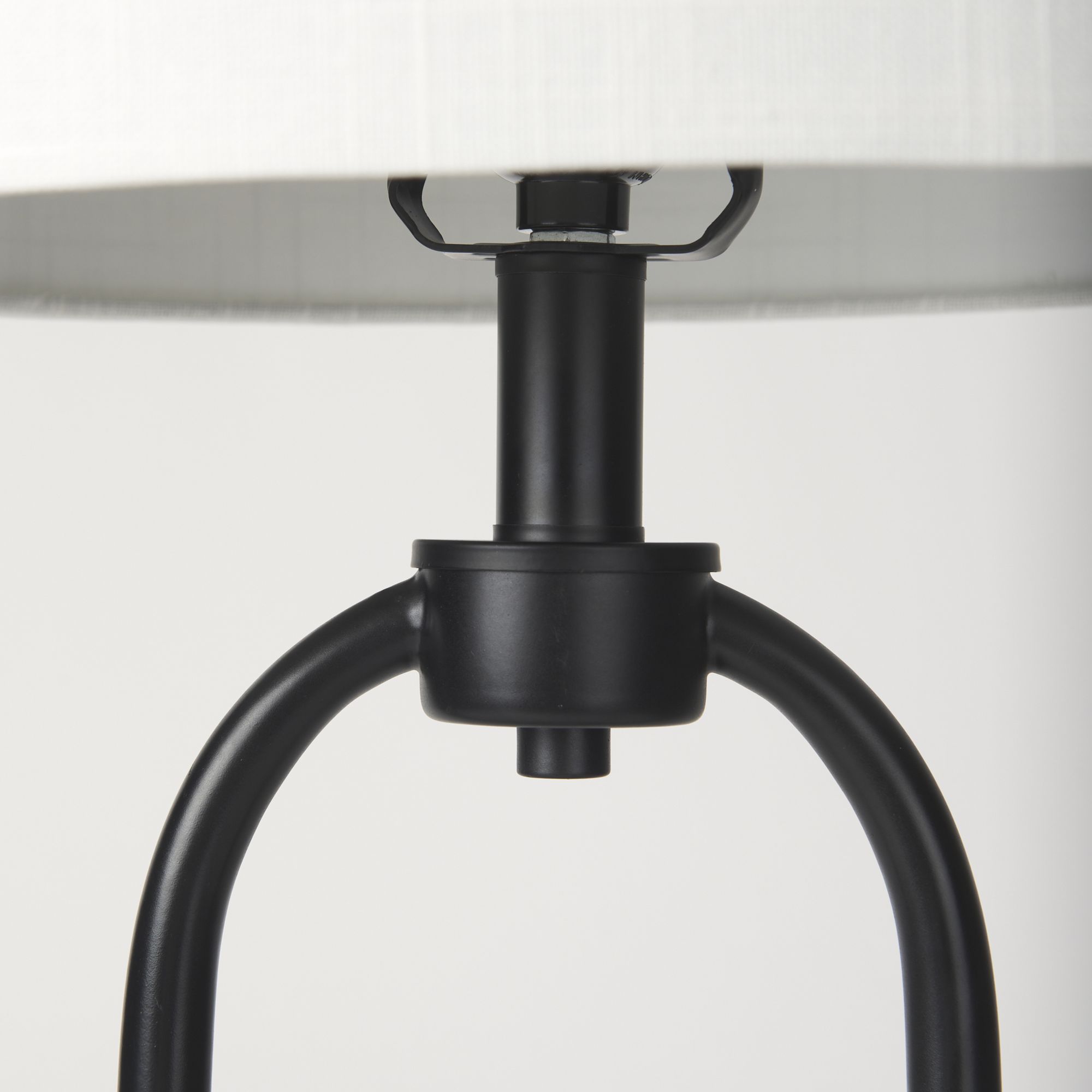 Mercana - Sarah Arched Black Metal with Marble Cube and White Shade Table Lamp