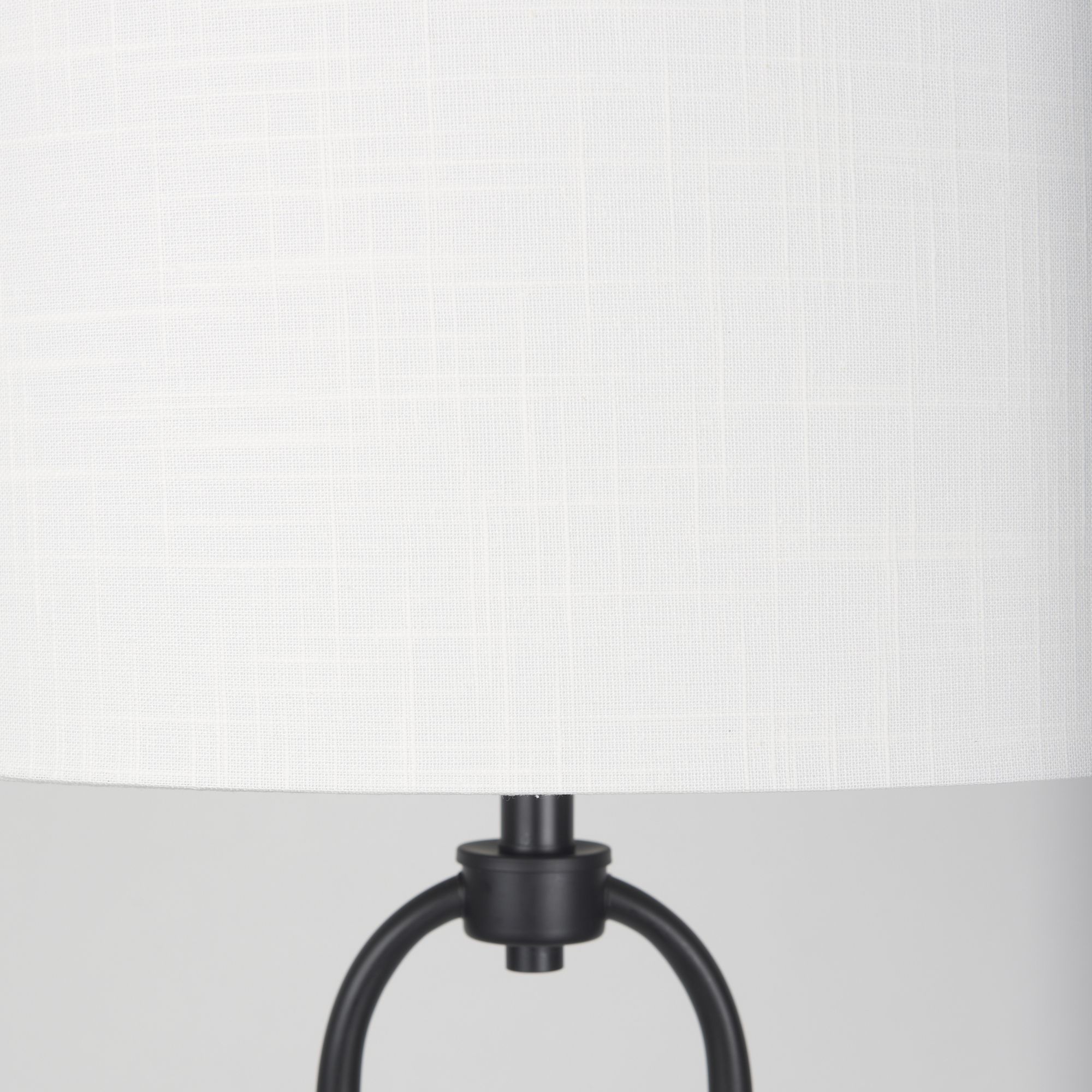 Mercana - Sarah Arched Black Metal with Marble Cube and White Shade Floor Lamp