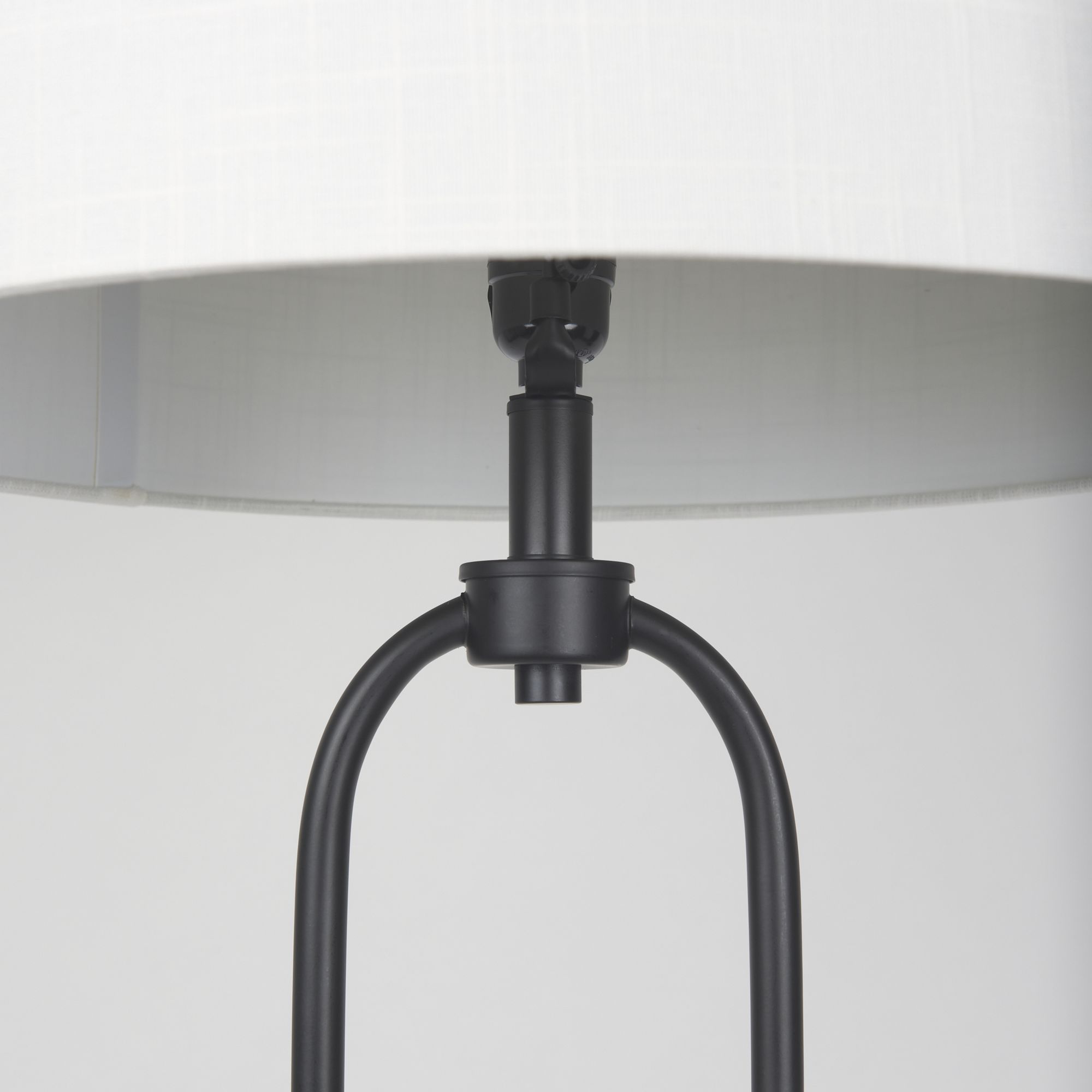 Mercana - Sarah Arched Black Metal with Marble Cube and White Shade Floor Lamp