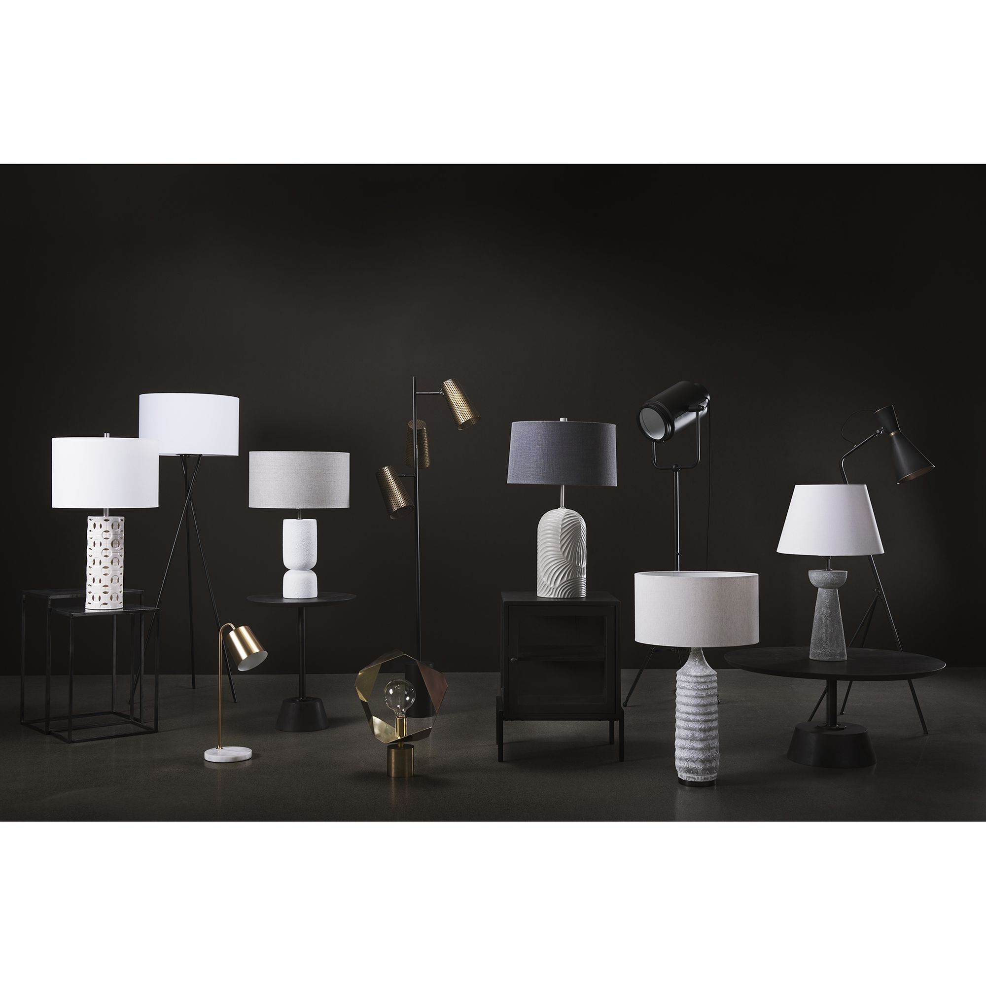 Mercana - Everly White Cement with Beige Shade Table Lamp