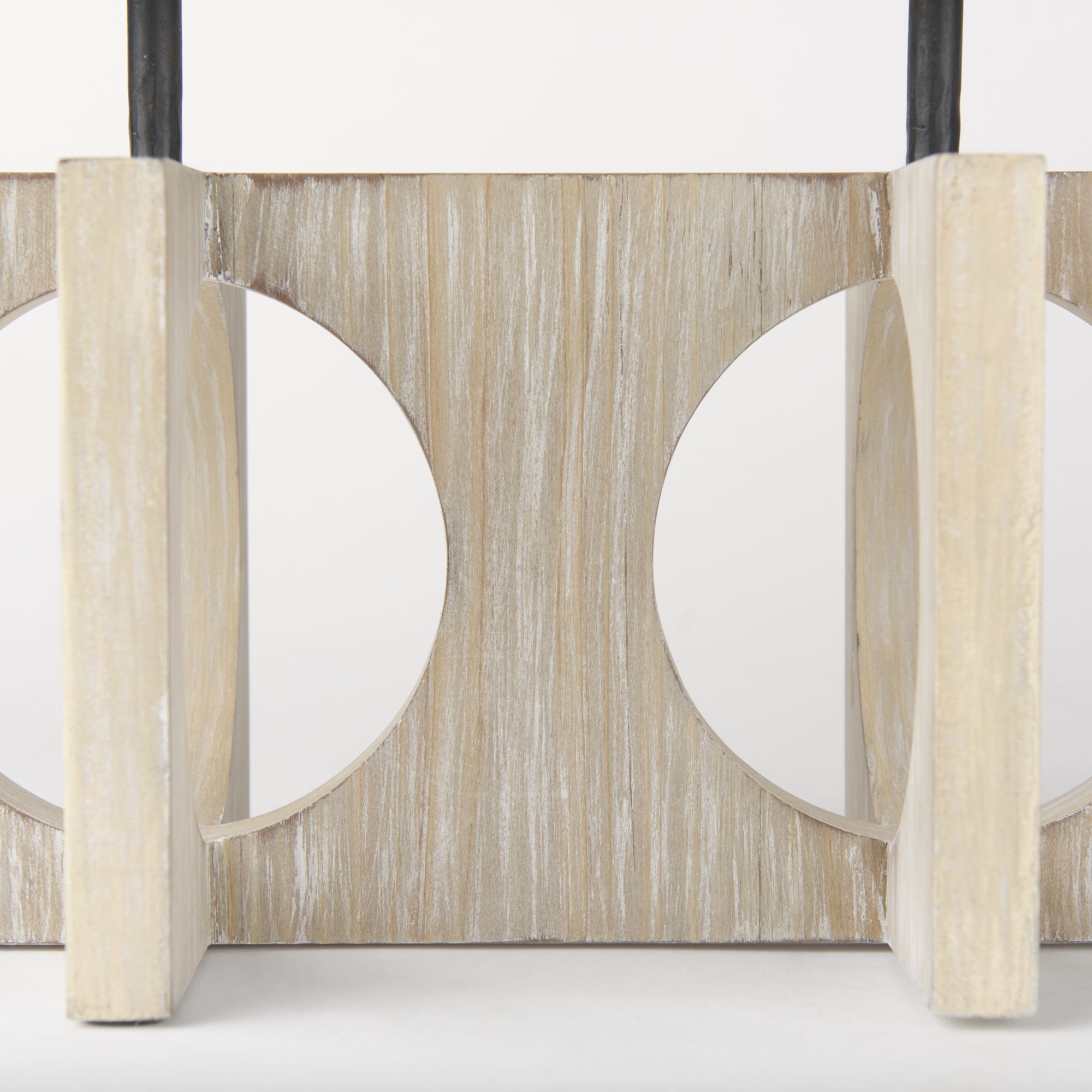 Mercana - Cambie Natural Wood with Black Metal Candle Holders