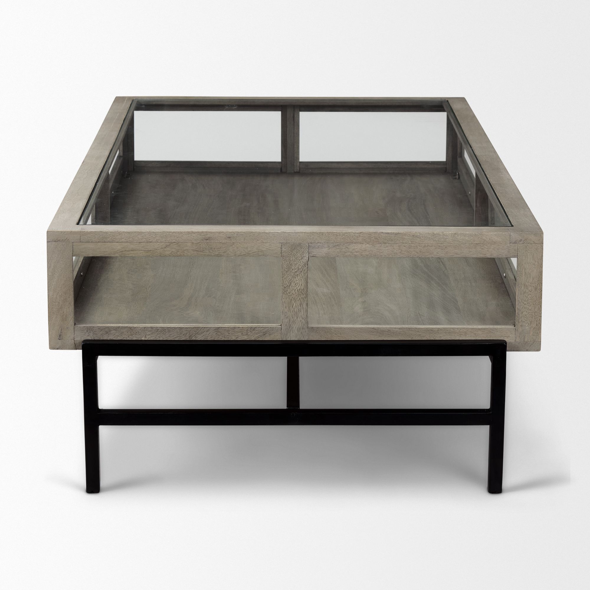 Mercana Arelius Rectangular Coffee Table with Black Metal Base - Gray