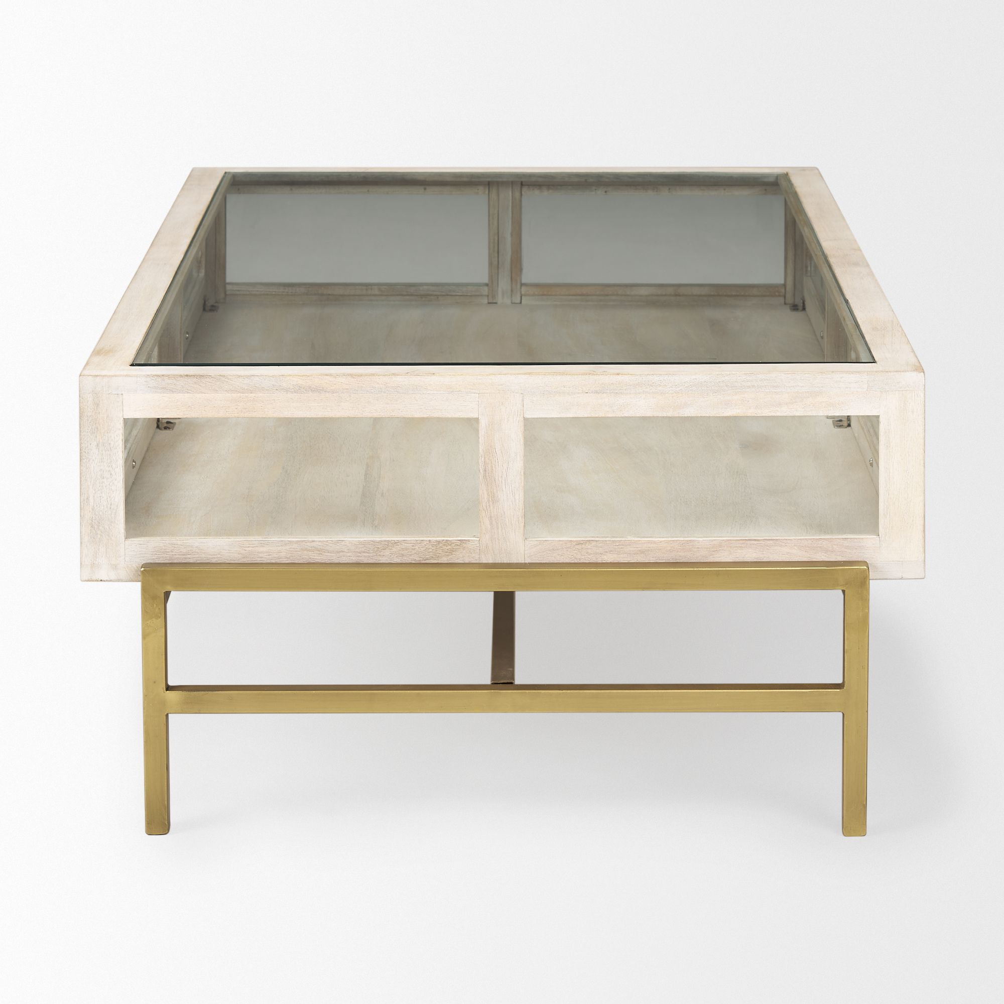 Mercana Arelius Rectangular Coffee Table with Gold Metal Base - White