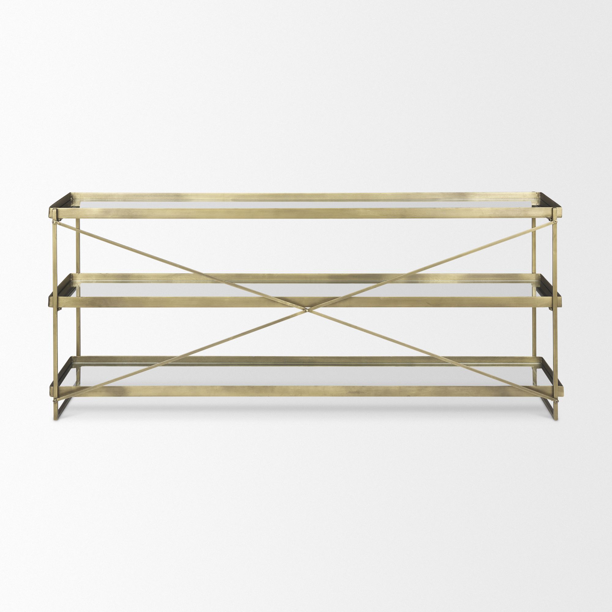 Mercana Trey Console Table with Glass - Gold