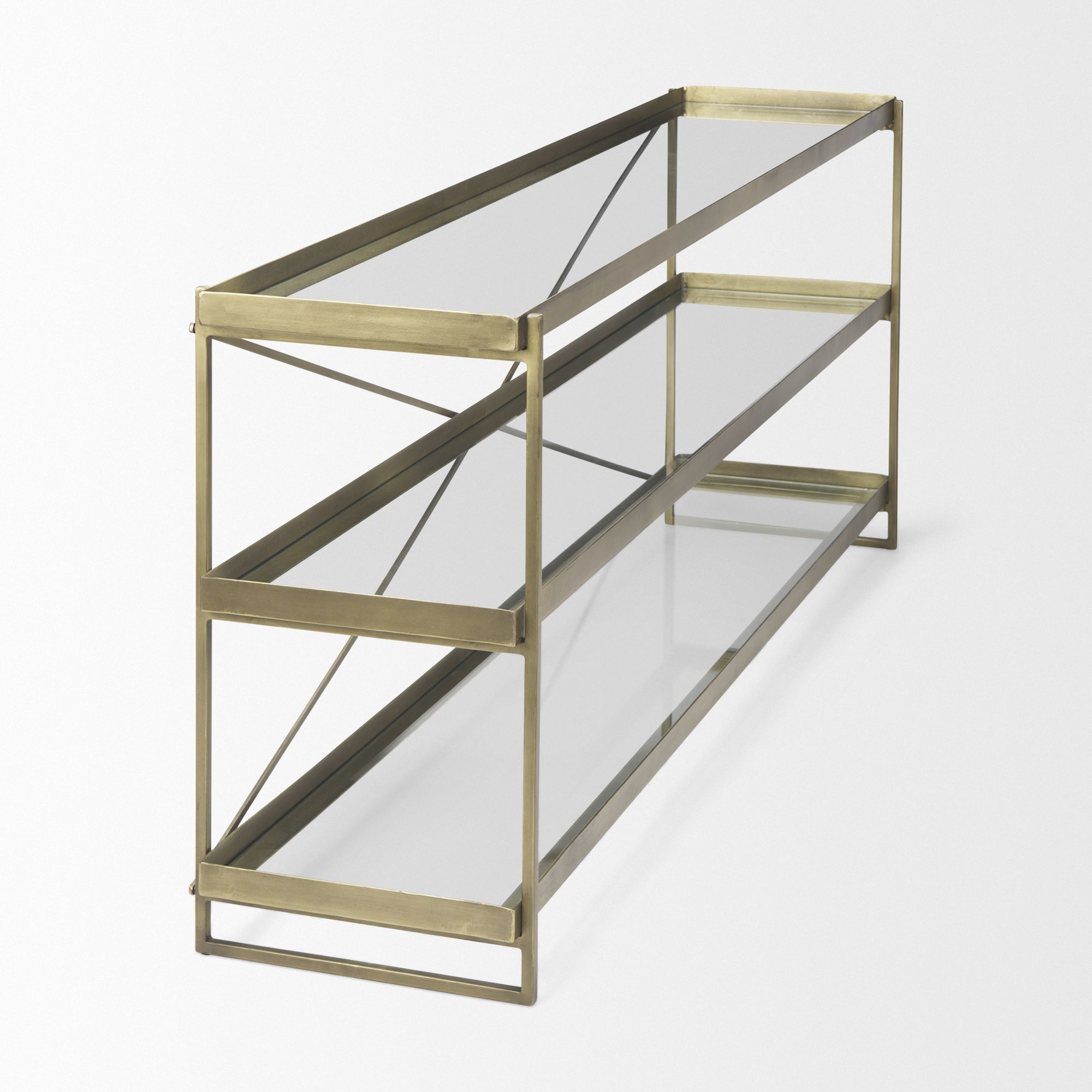 Mercana Trey Console Table with Glass - Gold