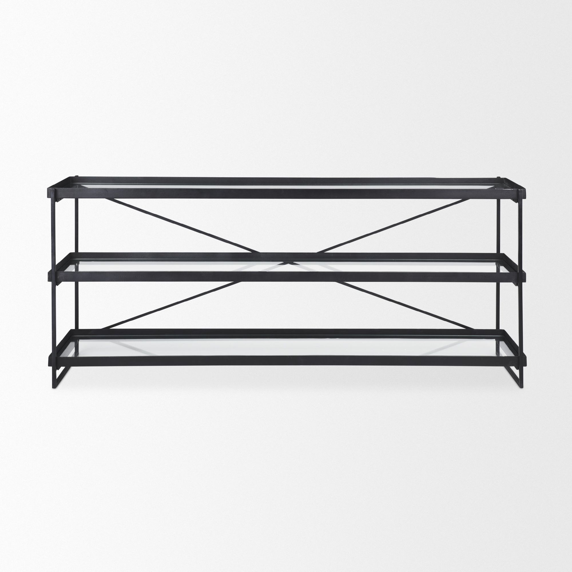 Mercana Trey Console Table with Glass - Black