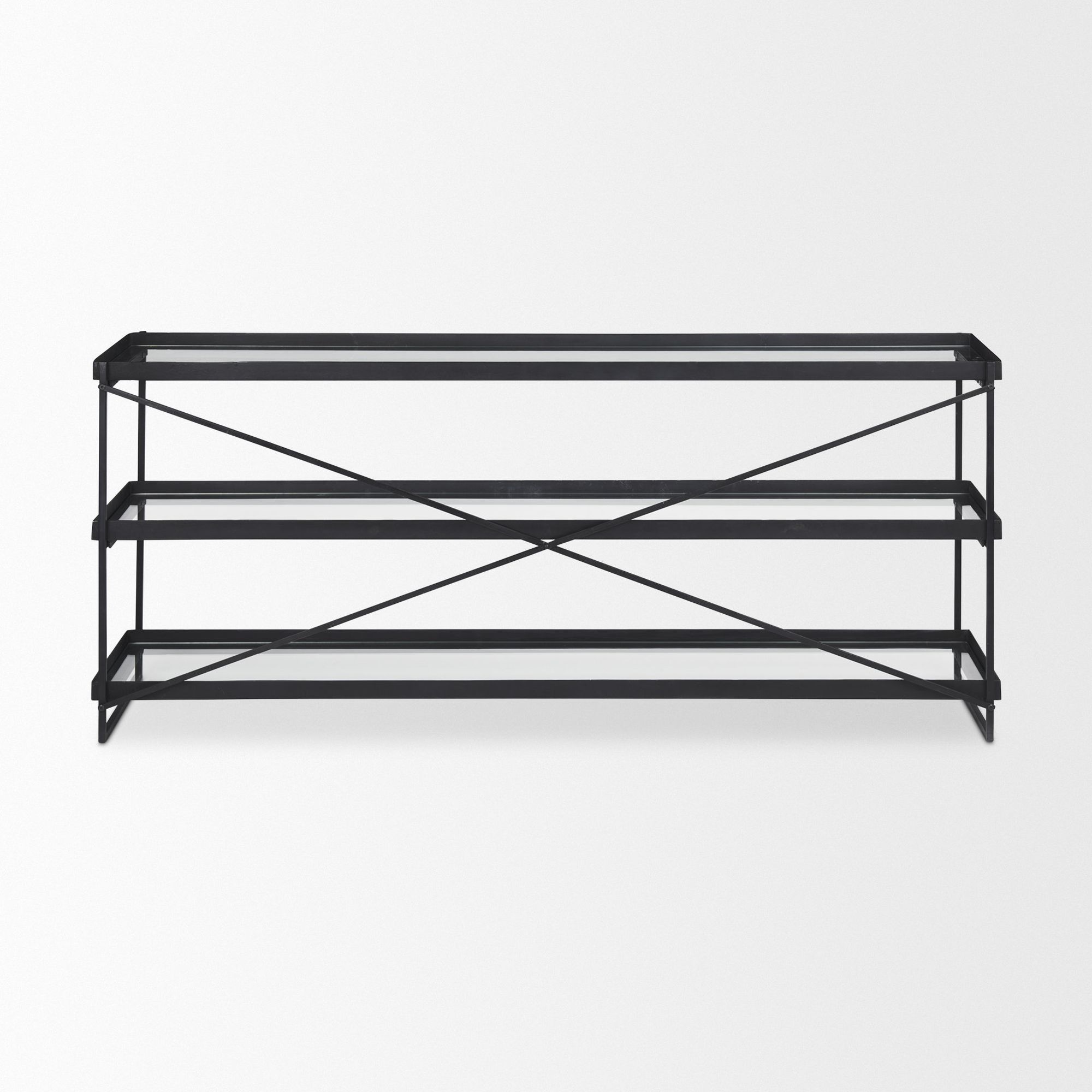 Mercana Trey Console Table with Glass - Black