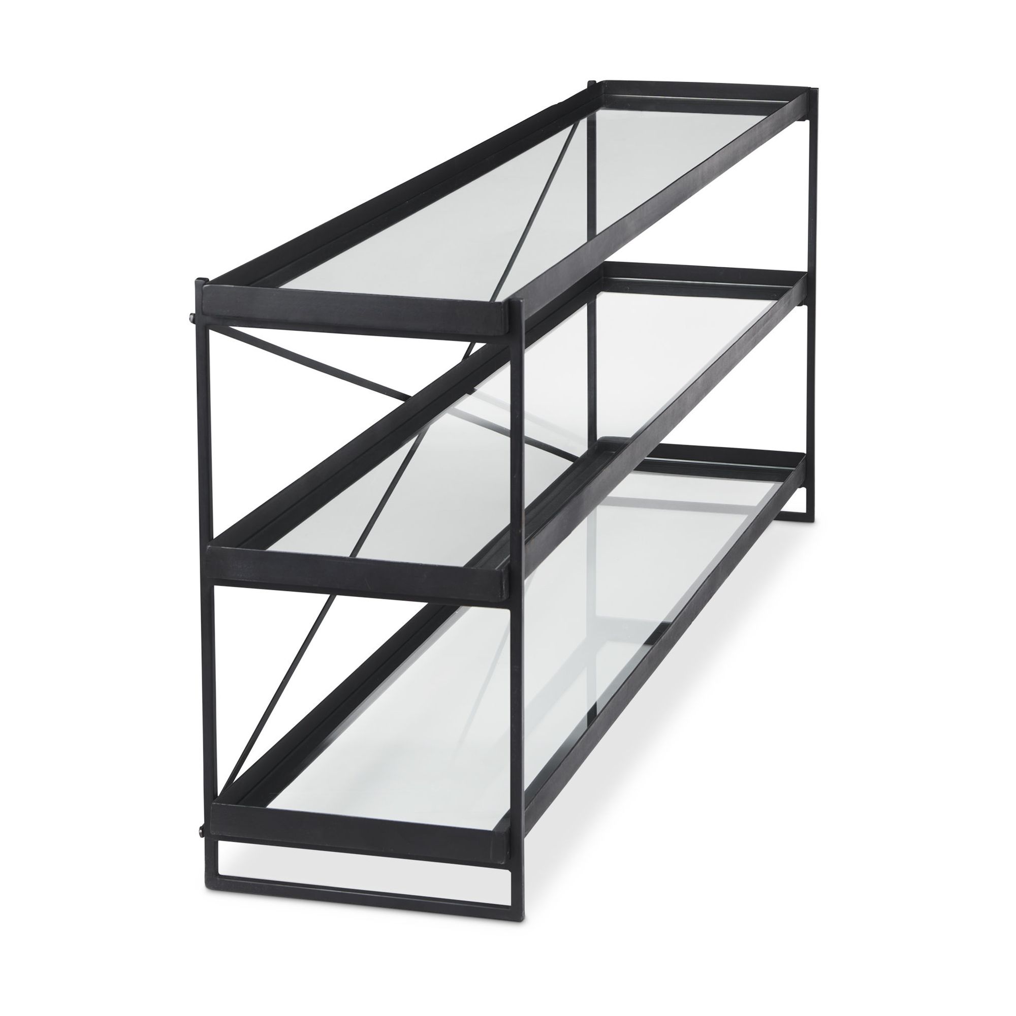 Mercana Trey Console Table with Glass - Black