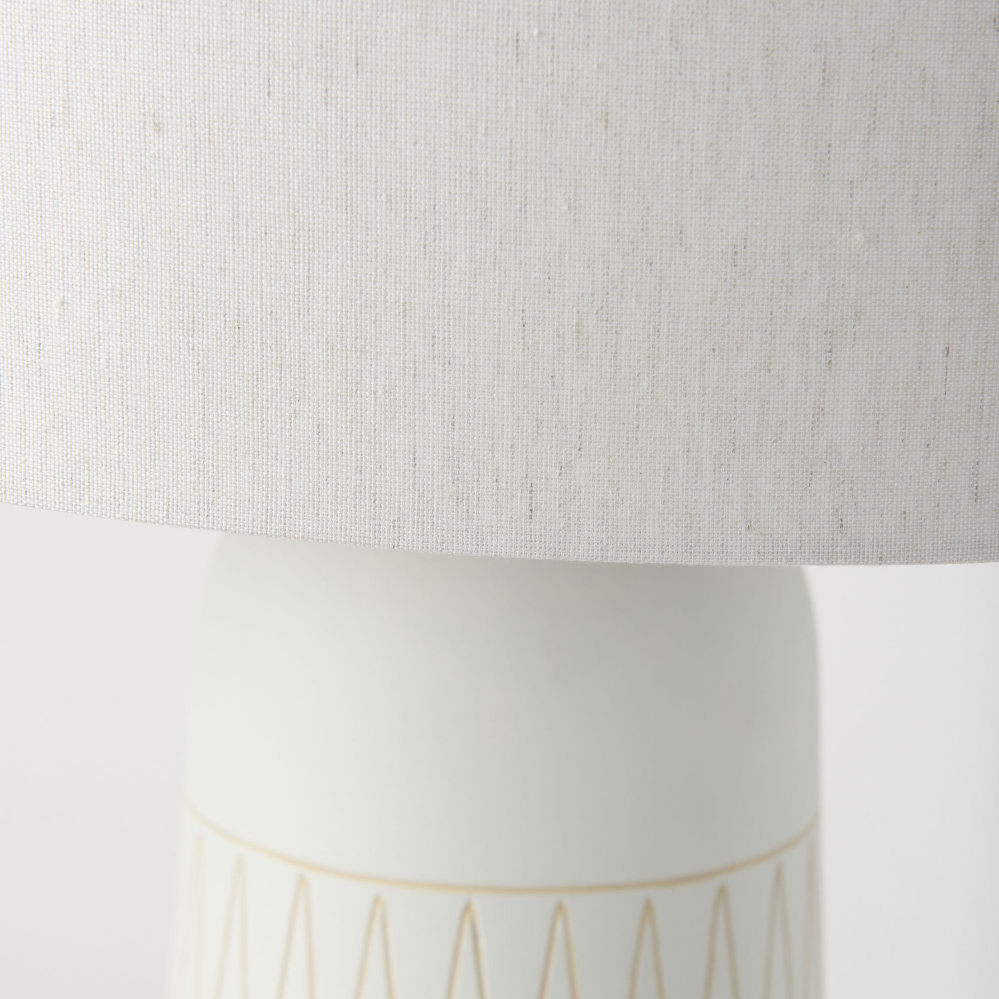 Mercana Javier Table Lamp with Cream Fabric Shade - White