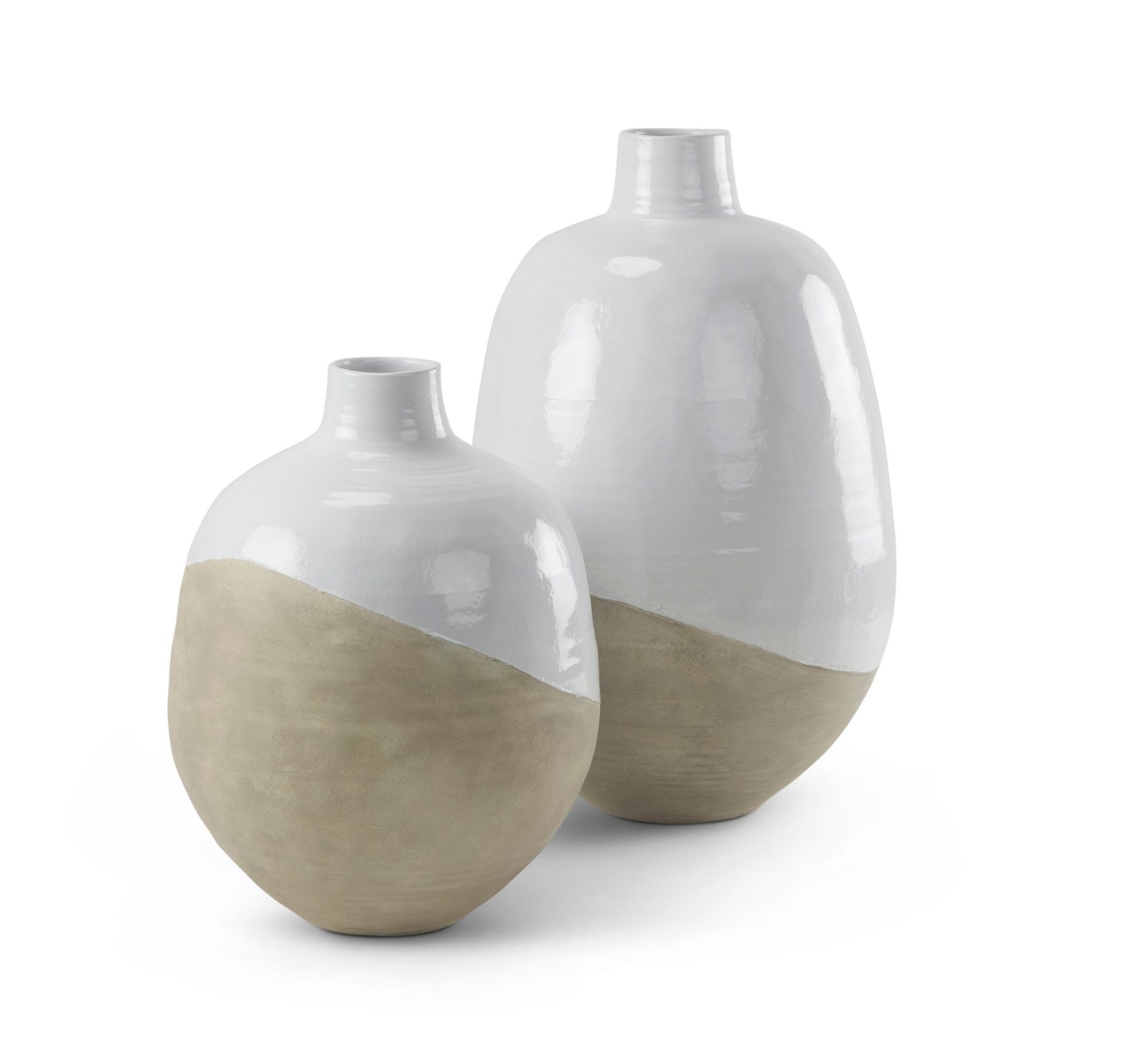 Mercana Amos Small Blocked Ceramic Floor Vase - White/Beige