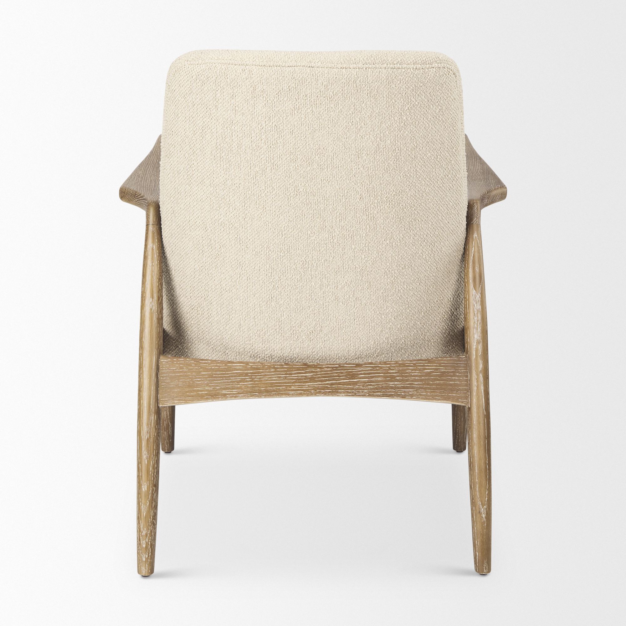 Mercana Westan Accent Chair with Light Brown Wood Legs - Cream, Boucle