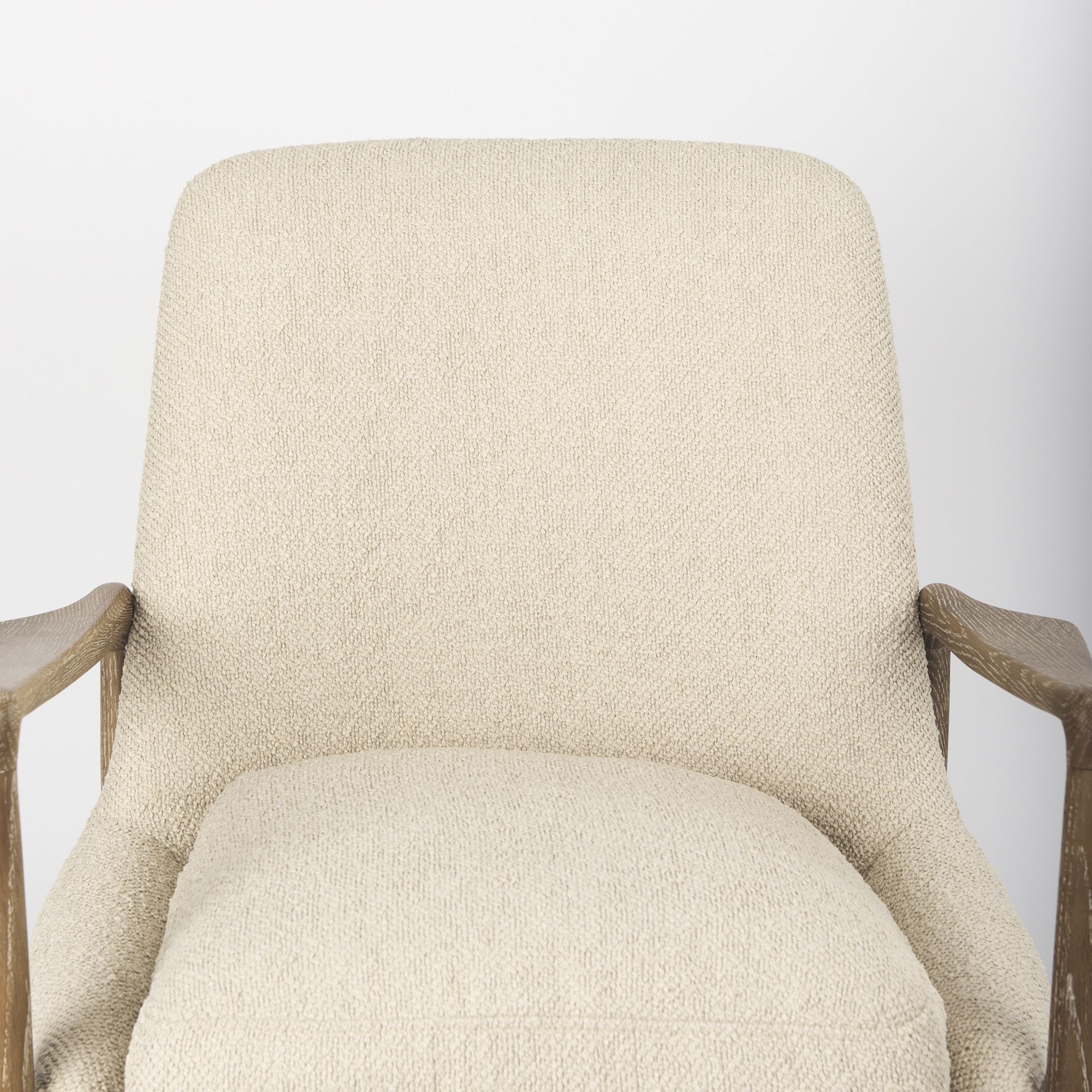 Mercana Westan Accent Chair with Light Brown Wood Legs - Cream, Boucle