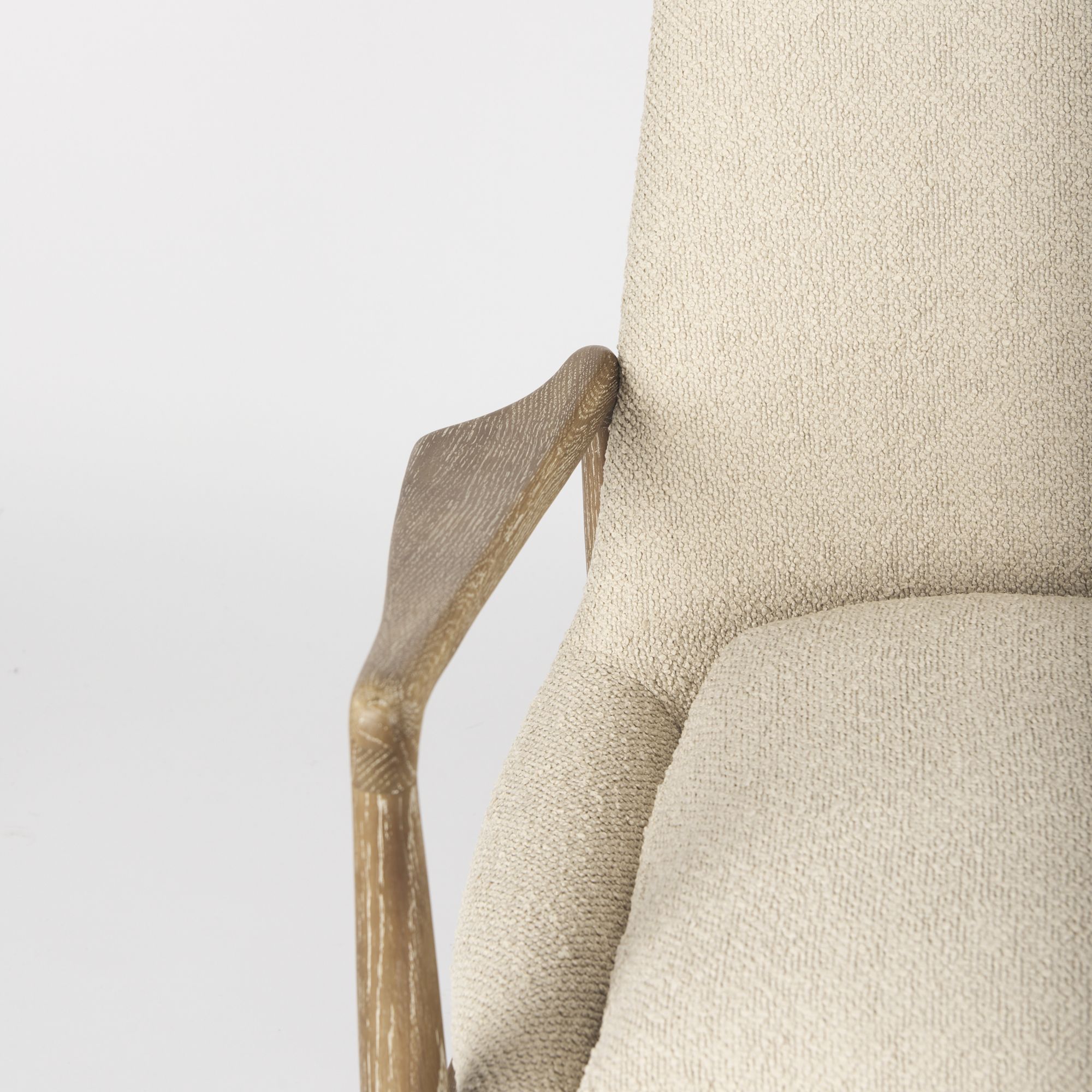 Mercana Westan Accent Chair with Light Brown Wood Legs - Cream, Boucle