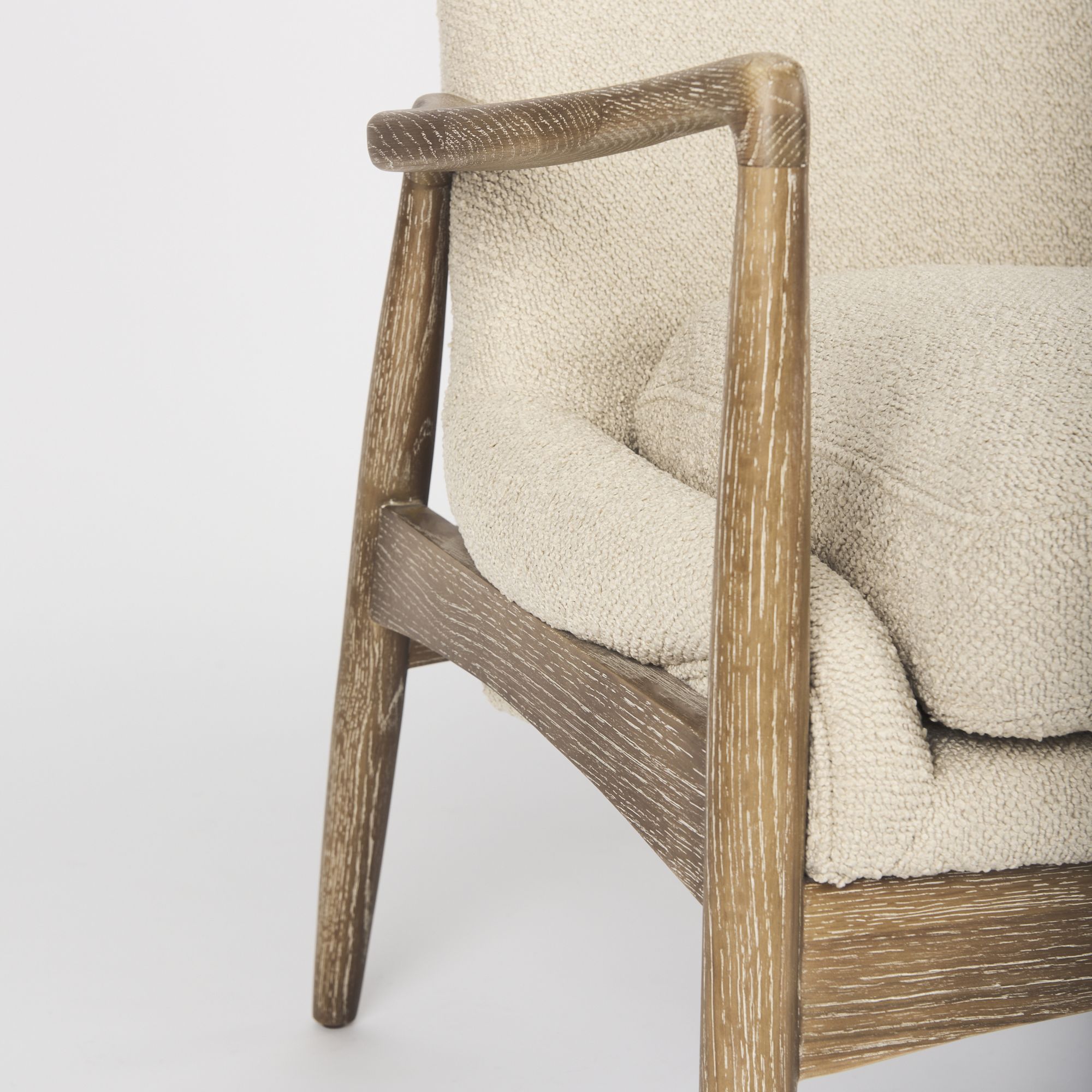 Mercana Westan Accent Chair with Light Brown Wood Legs - Cream, Boucle