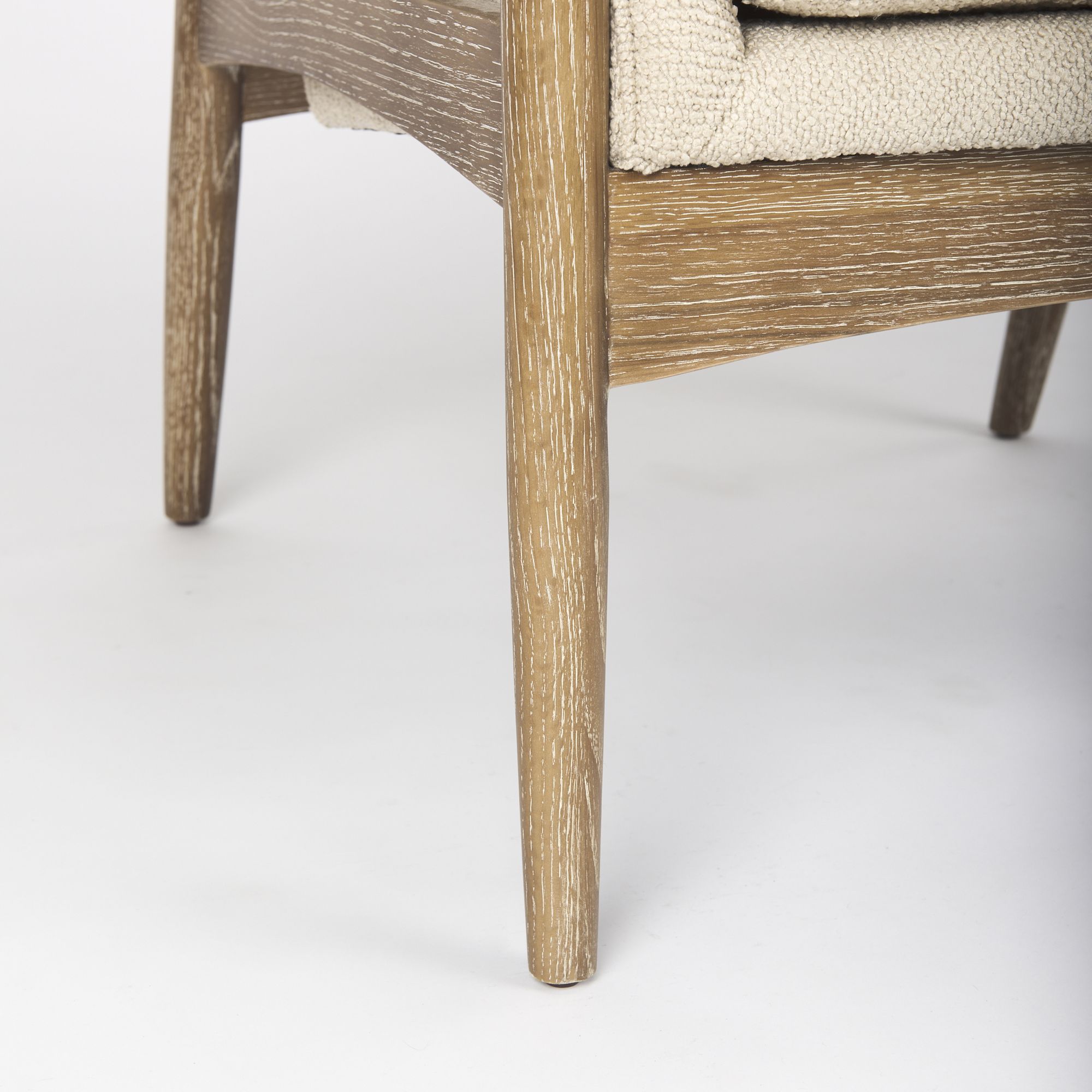 Mercana Westan Accent Chair with Light Brown Wood Legs - Cream, Boucle