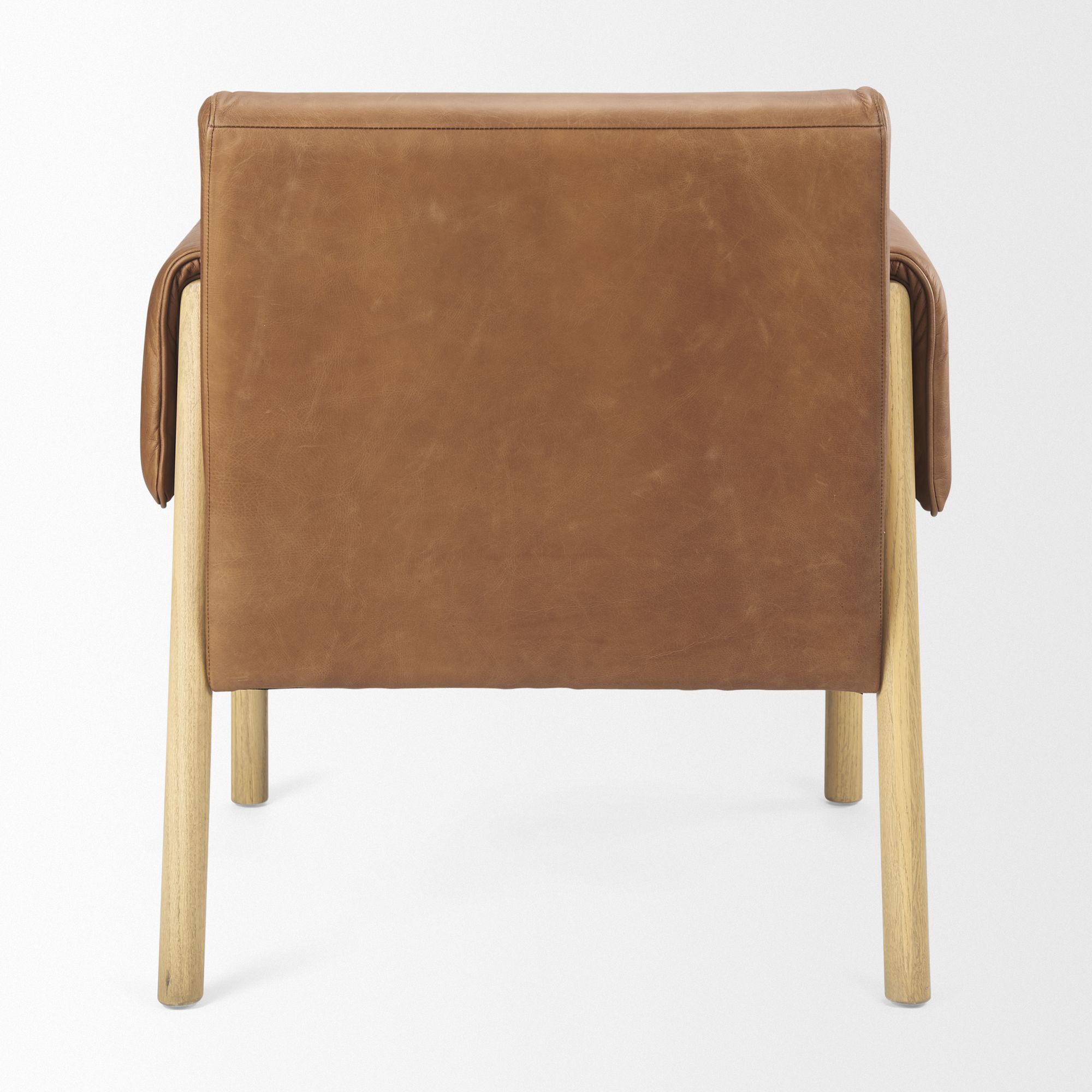 Mercana Ashton Accent Chair with Light Wood Legs - Brown, Leather