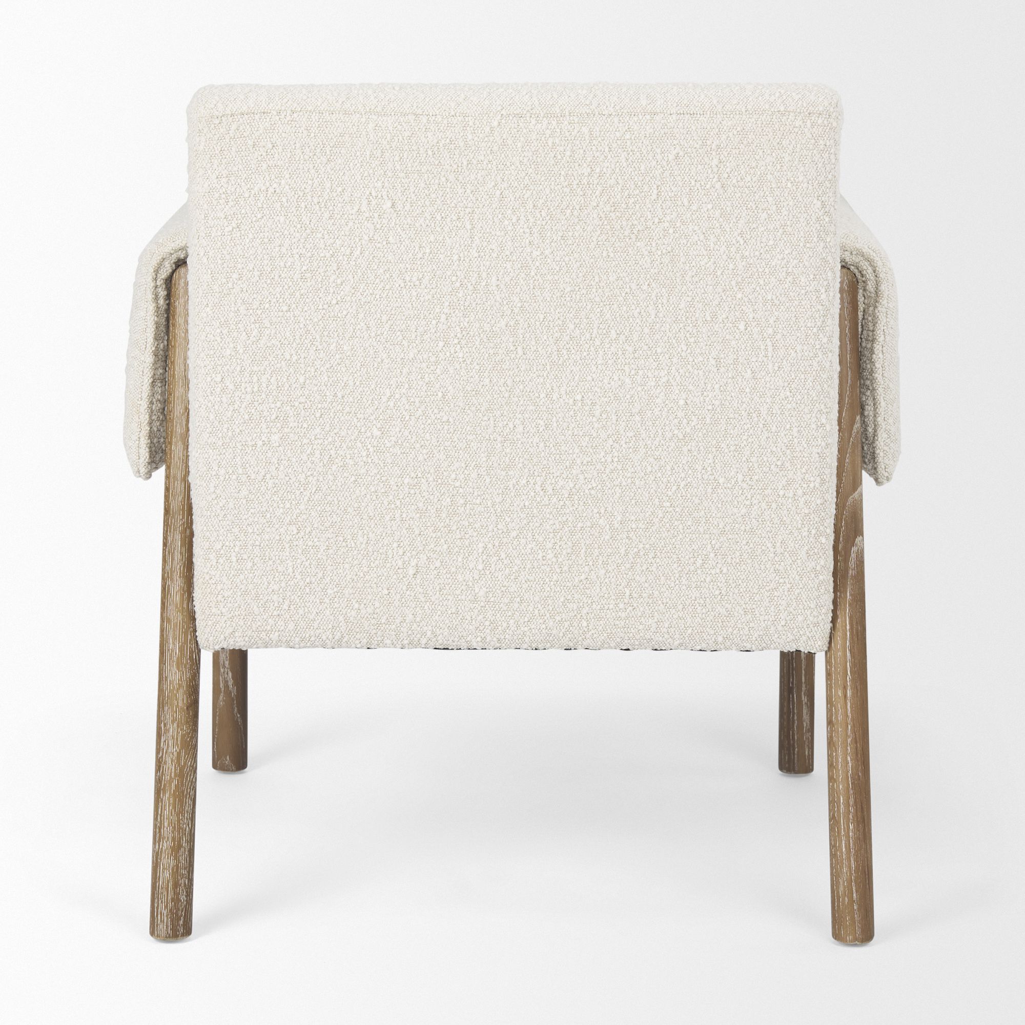 Mercana Ashton Accent Chair with Brown Wood Legs - Cream/Brown, Boucle Fabric