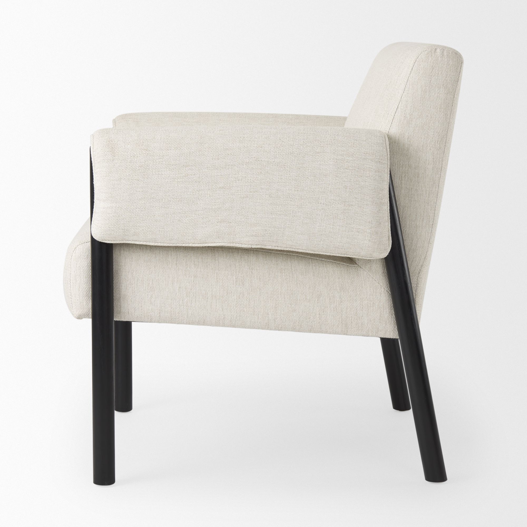 Mercana Ashton Accent Chair with Black Wood Legs - Cream/Black, Twill Fabric