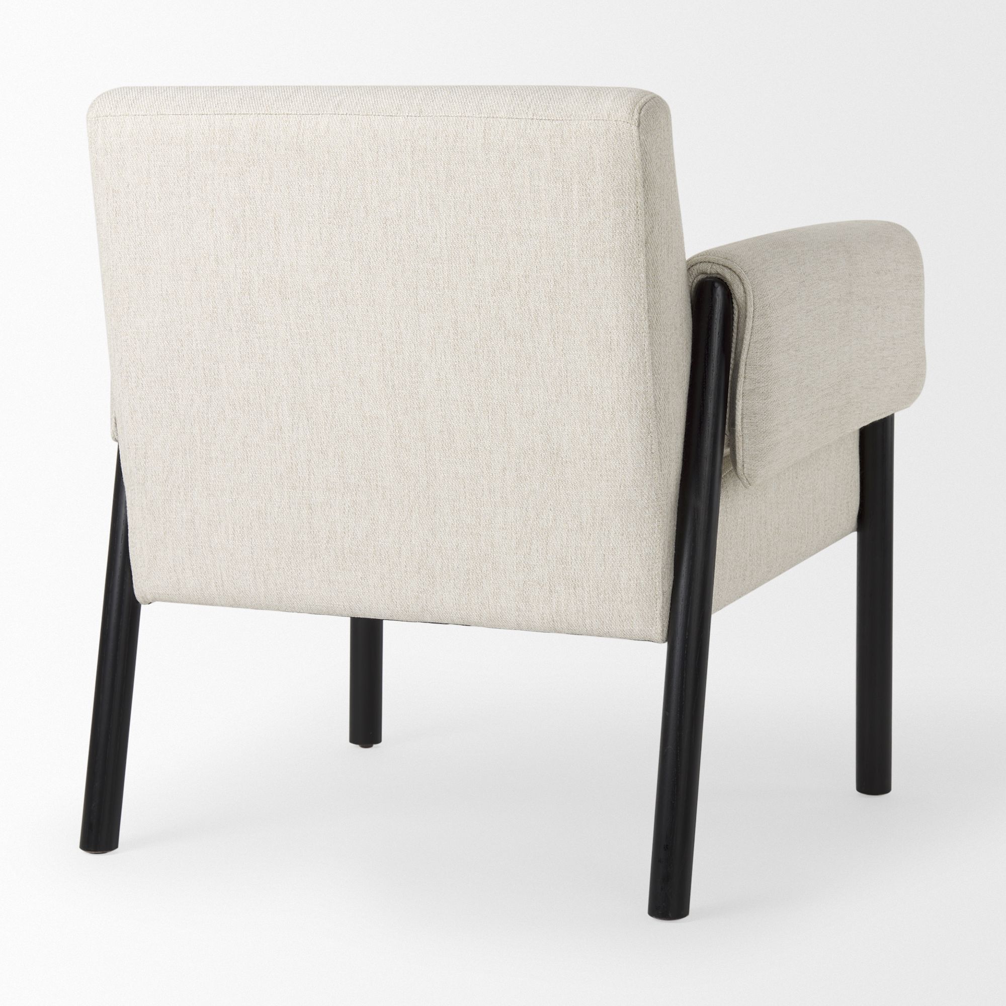 Mercana Ashton Accent Chair with Black Wood Legs - Cream/Black, Twill Fabric