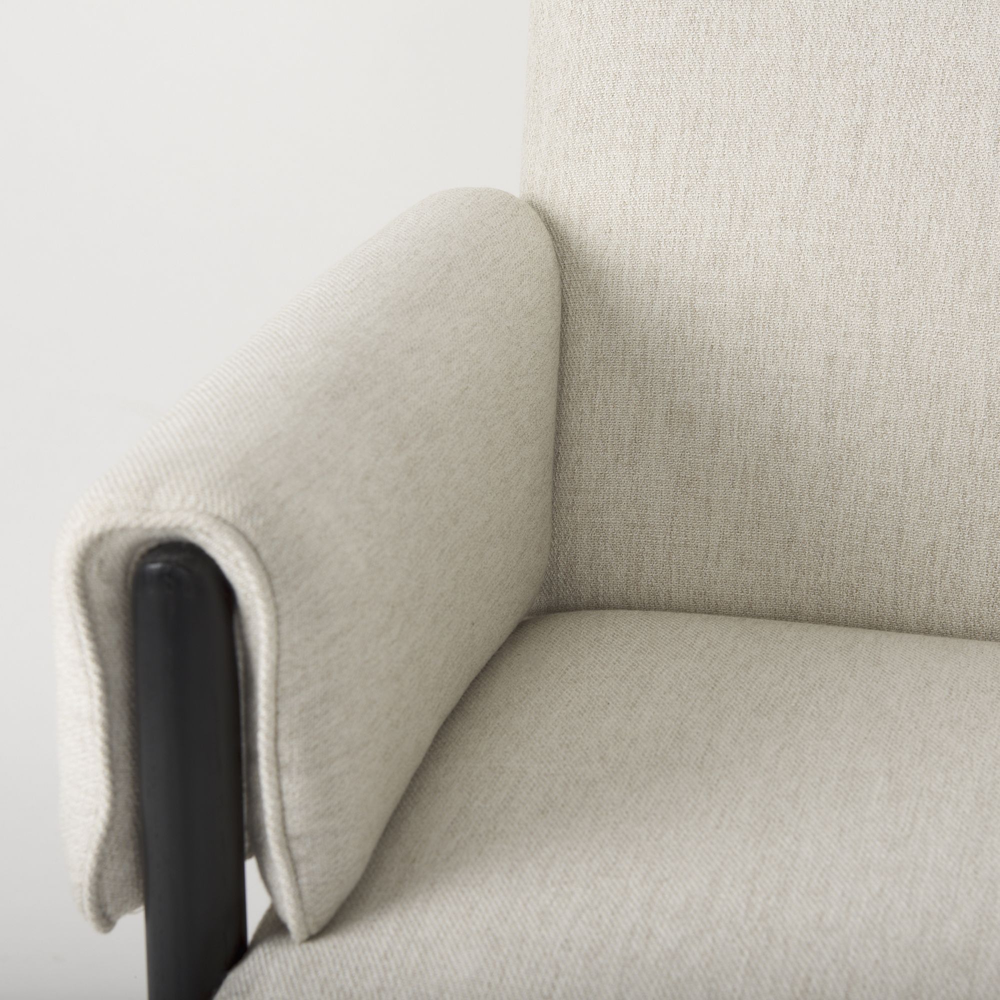 Mercana Ashton Accent Chair with Black Wood Legs - Cream/Black, Twill Fabric