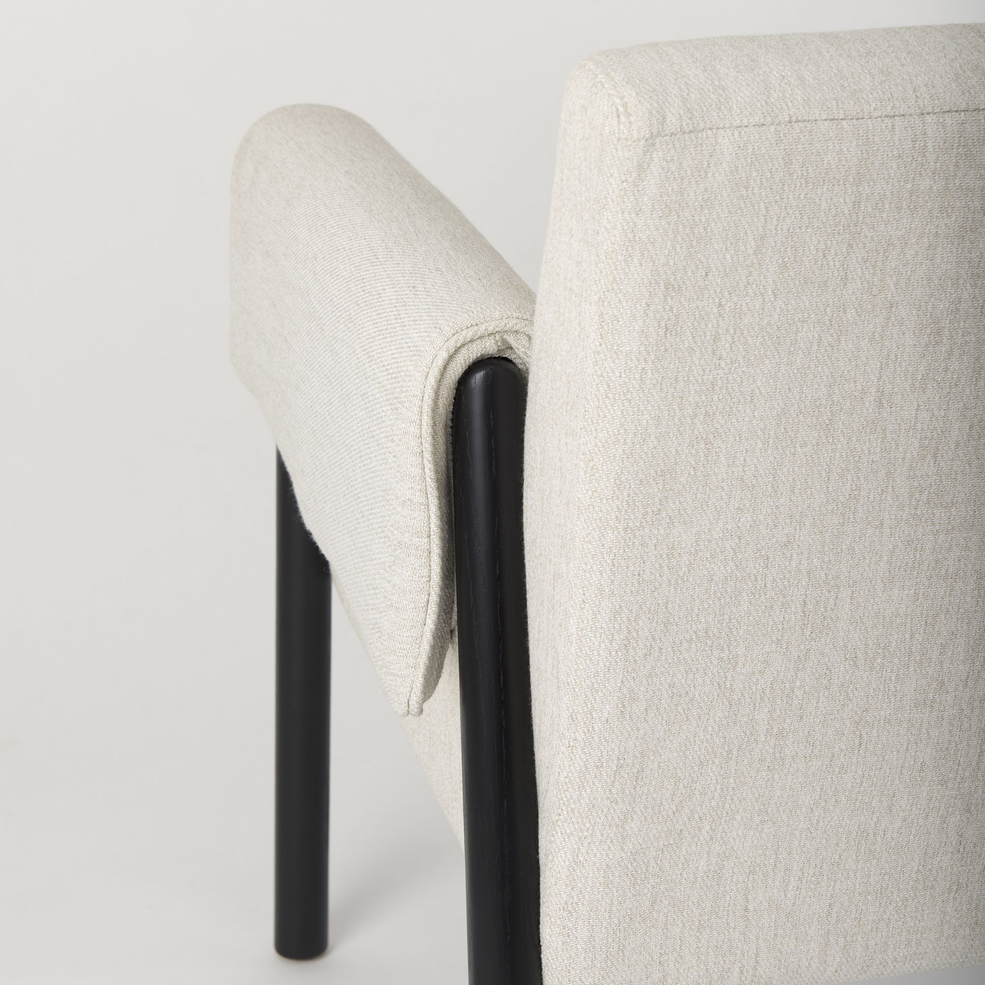 Mercana Ashton Accent Chair with Black Wood Legs - Cream/Black, Twill Fabric