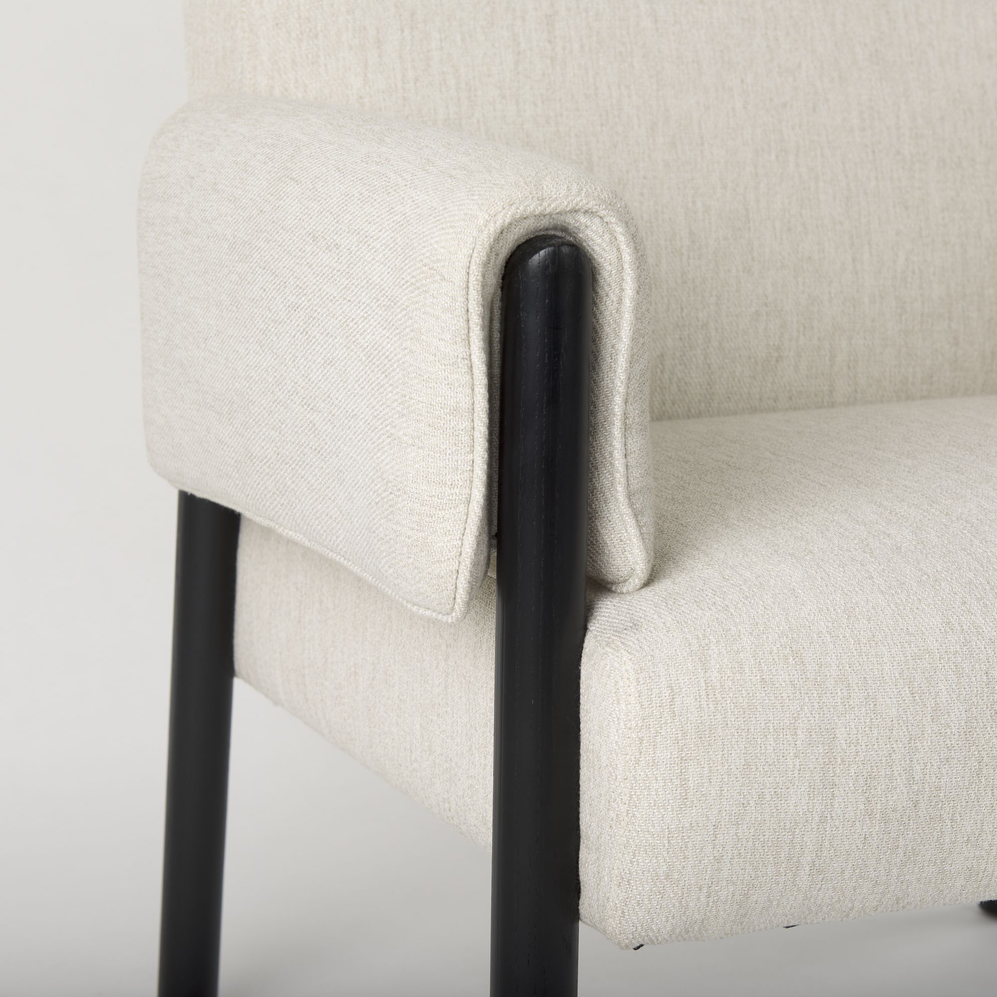 Mercana Ashton Accent Chair with Black Wood Legs - Cream/Black, Twill Fabric