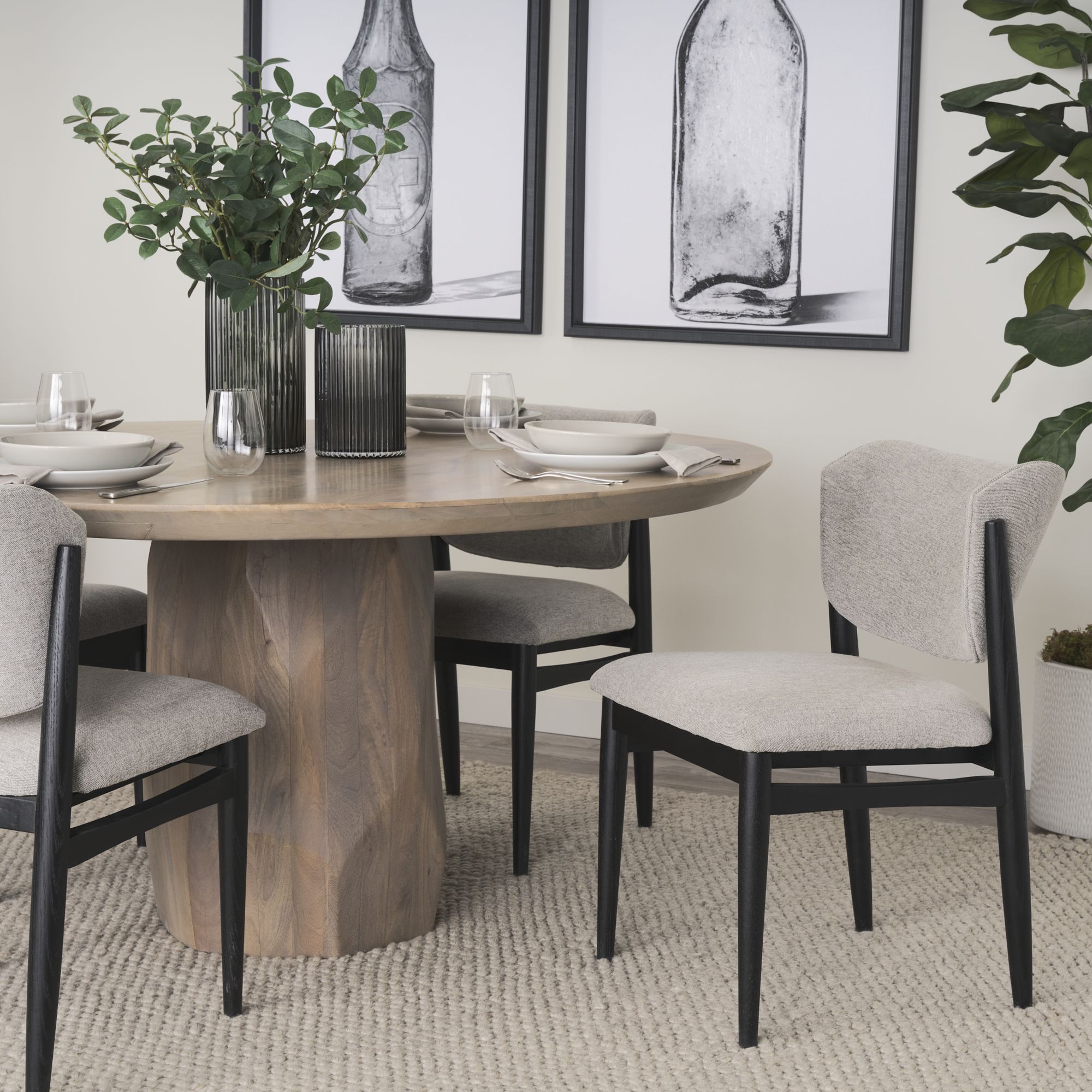 Mercana Cline Dining Chair with Black Wood - Gray