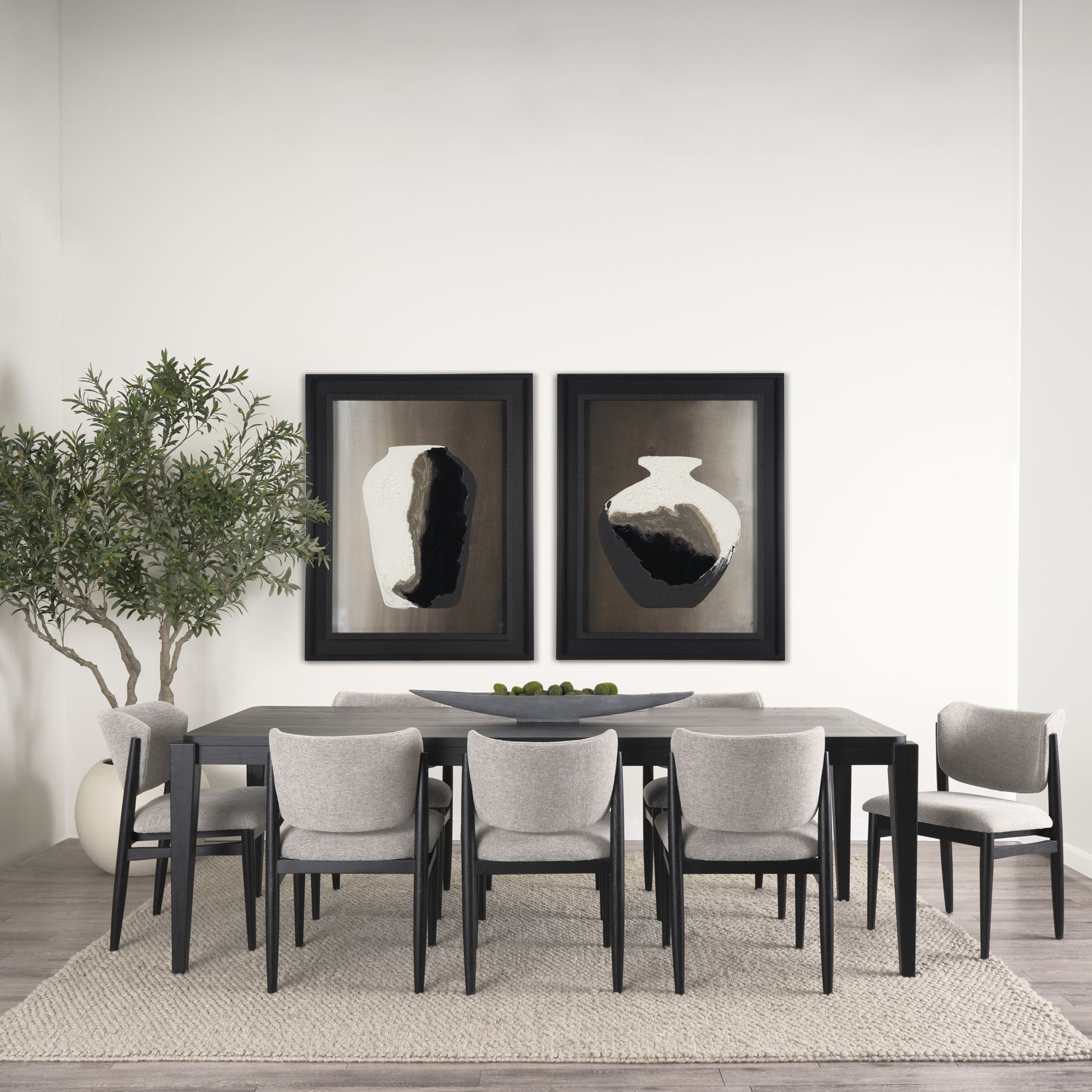 Mercana Cline Dining Chair with Black Wood - Gray