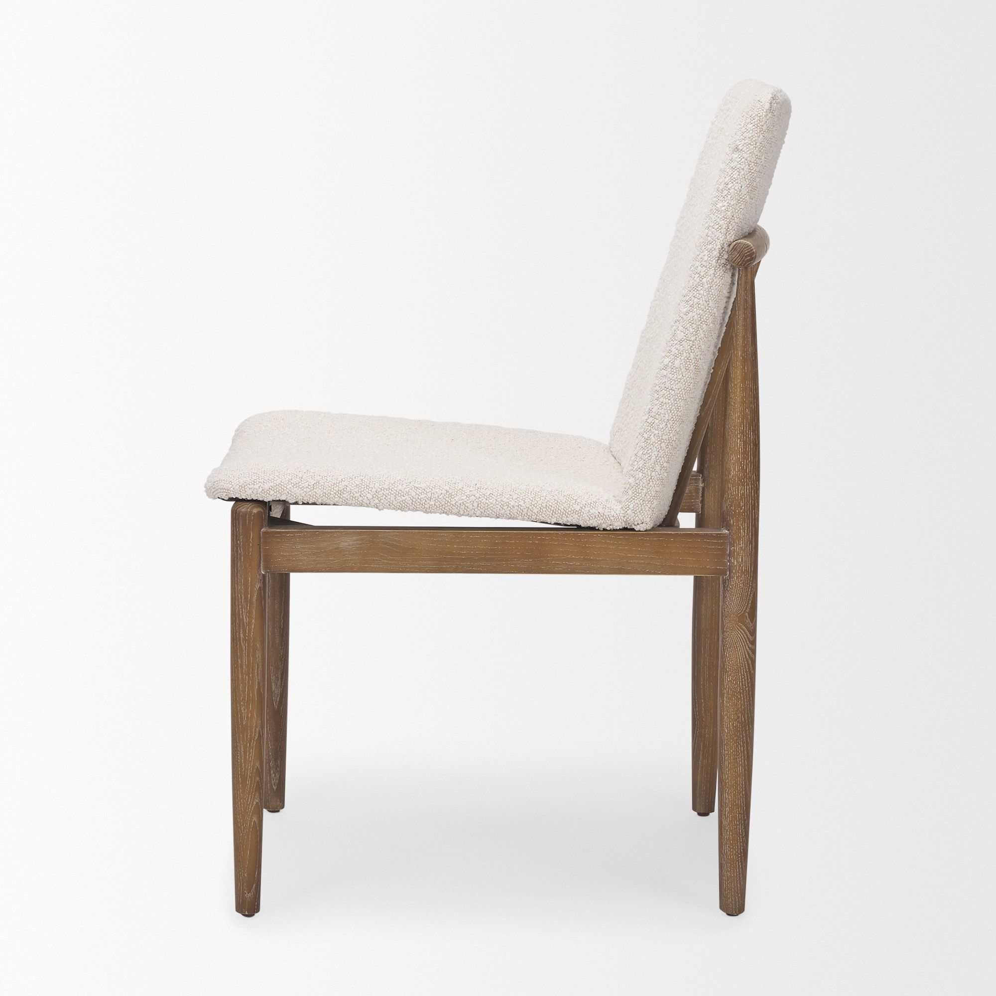 Mercana Cavett Dining Chair with Light Brown Wood Frame - Cream/Light Brown