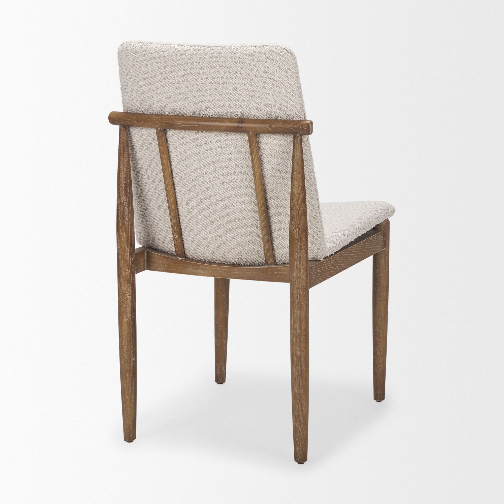 Mercana Cavett Dining Chair with Light Brown Wood Frame - Cream/Light Brown