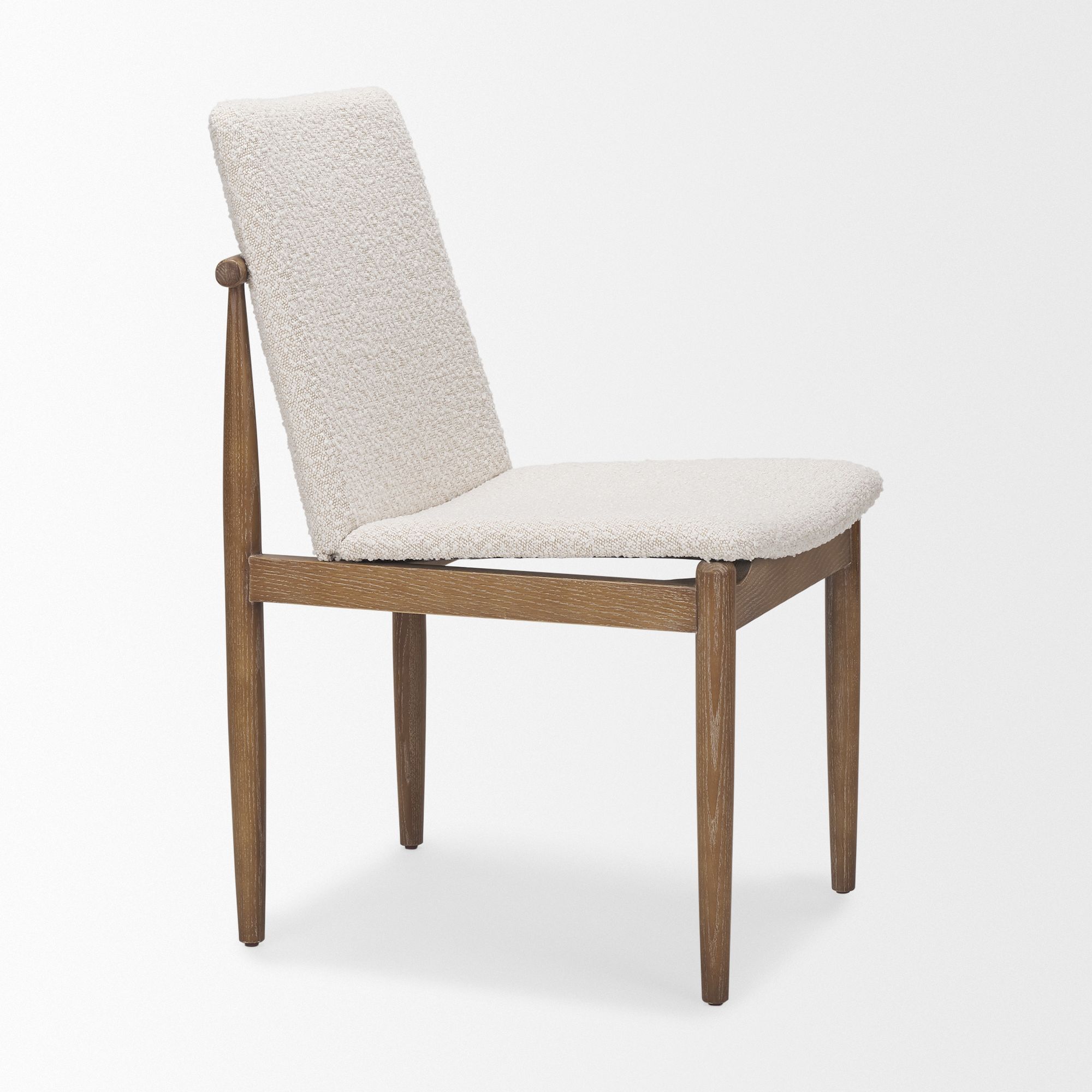 Mercana Cavett Dining Chair with Light Brown Wood Frame - Cream/Light Brown