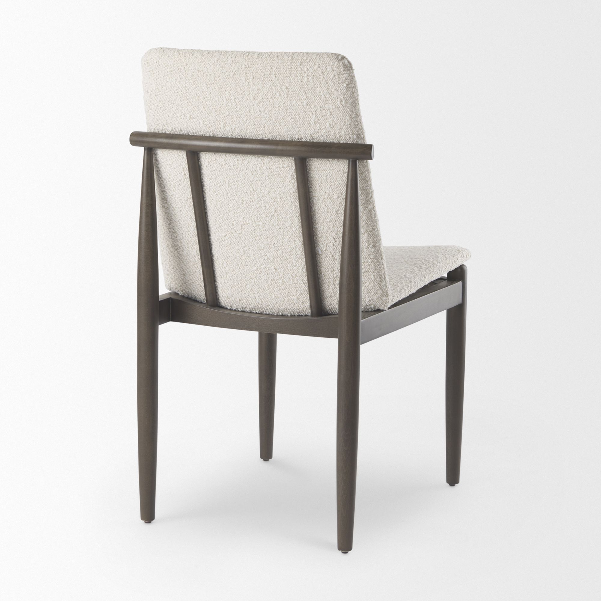 Mercana Cavett Dining Chair with Dark Brown Wood Frame - Cream/Dark Brown