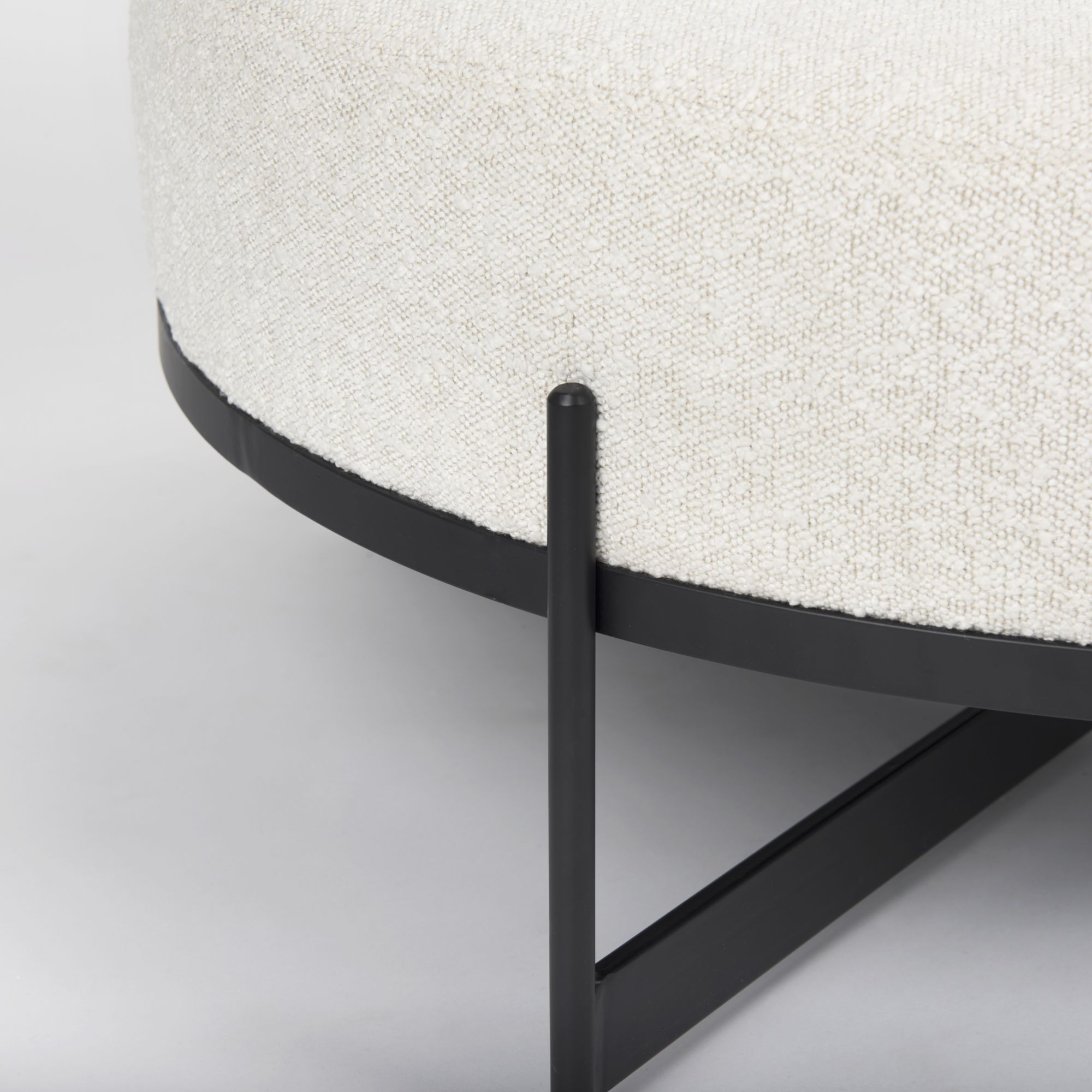 Mercana Amelia Large Ottoman with Black Metal - Cream/Black, Boucle