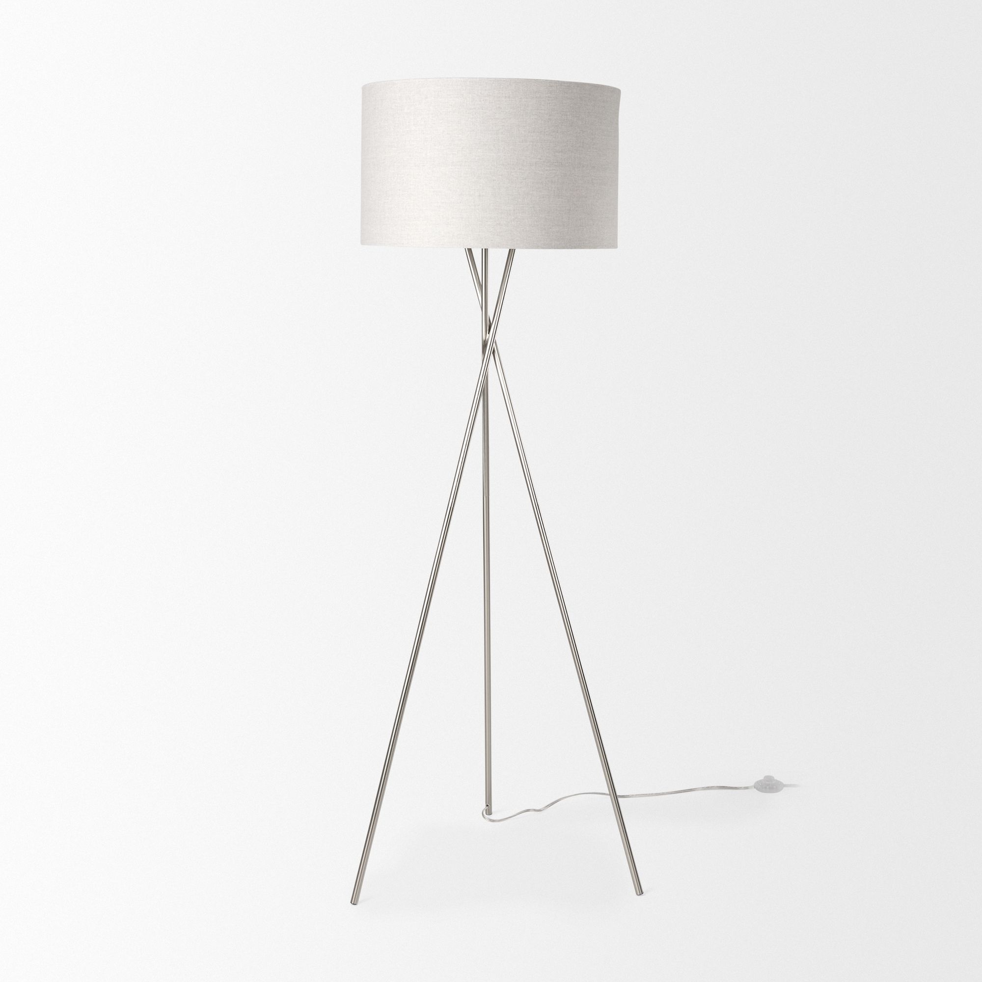 Mercana Ambrose Floor Lamp with Beige Fabric Shade - Silver