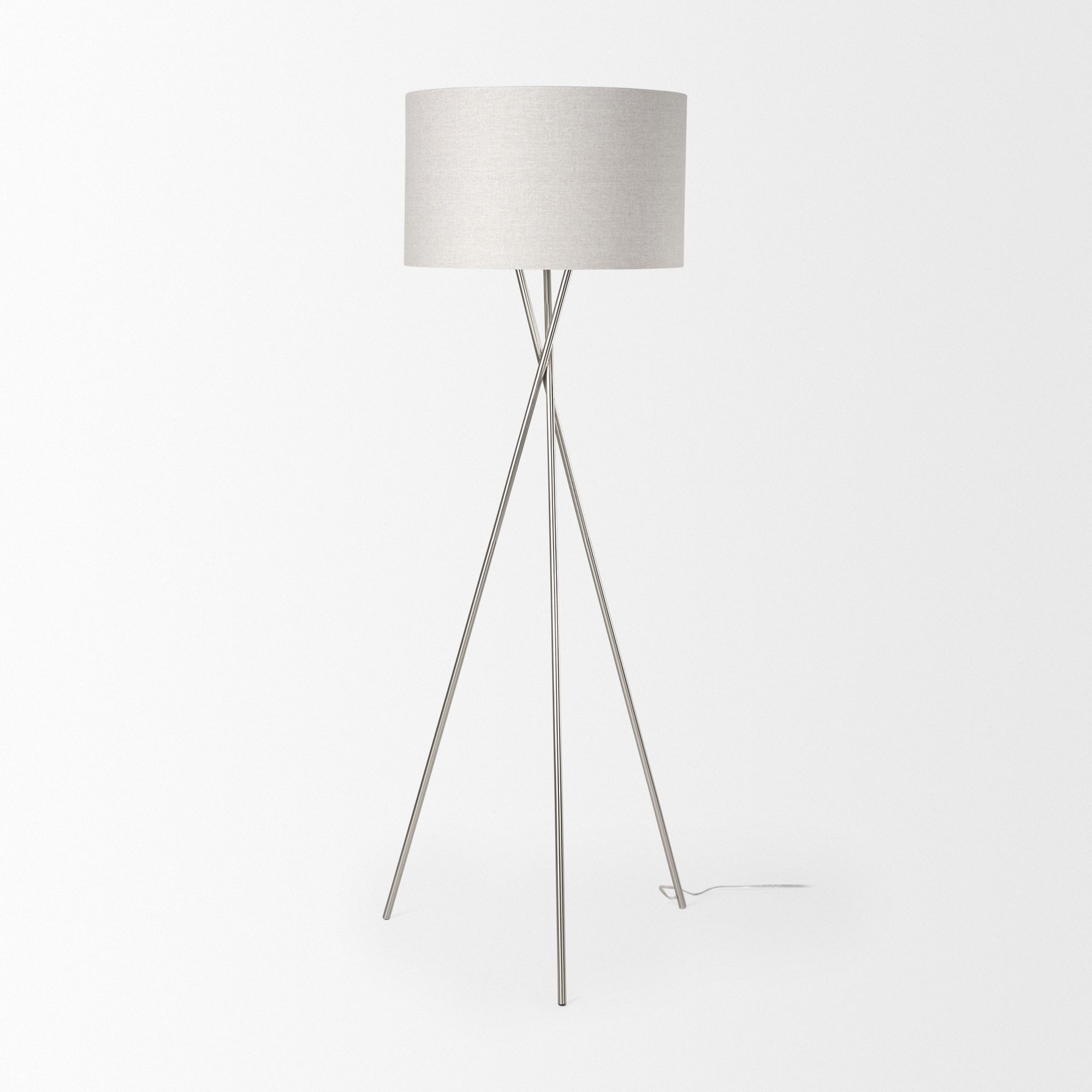 Mercana Ambrose Floor Lamp with Beige Fabric Shade - Silver