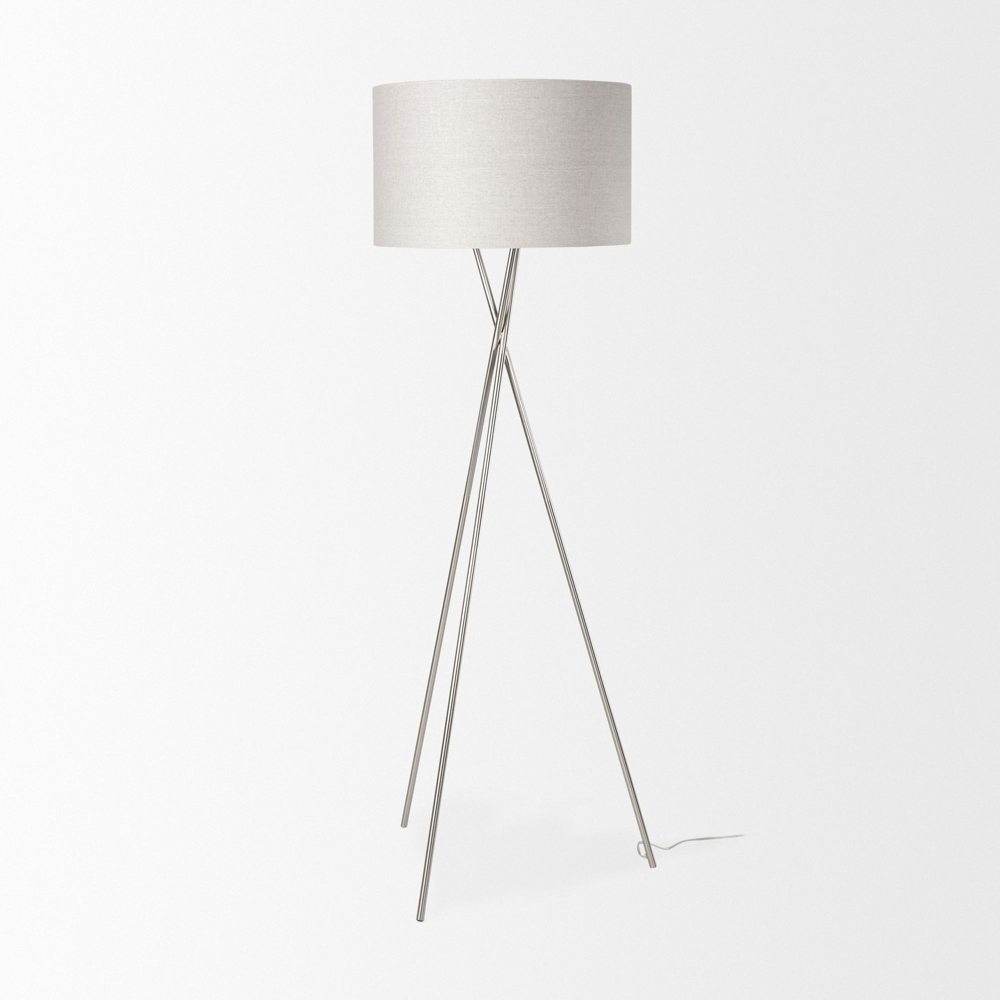 Mercana Ambrose Floor Lamp with Beige Fabric Shade - Silver