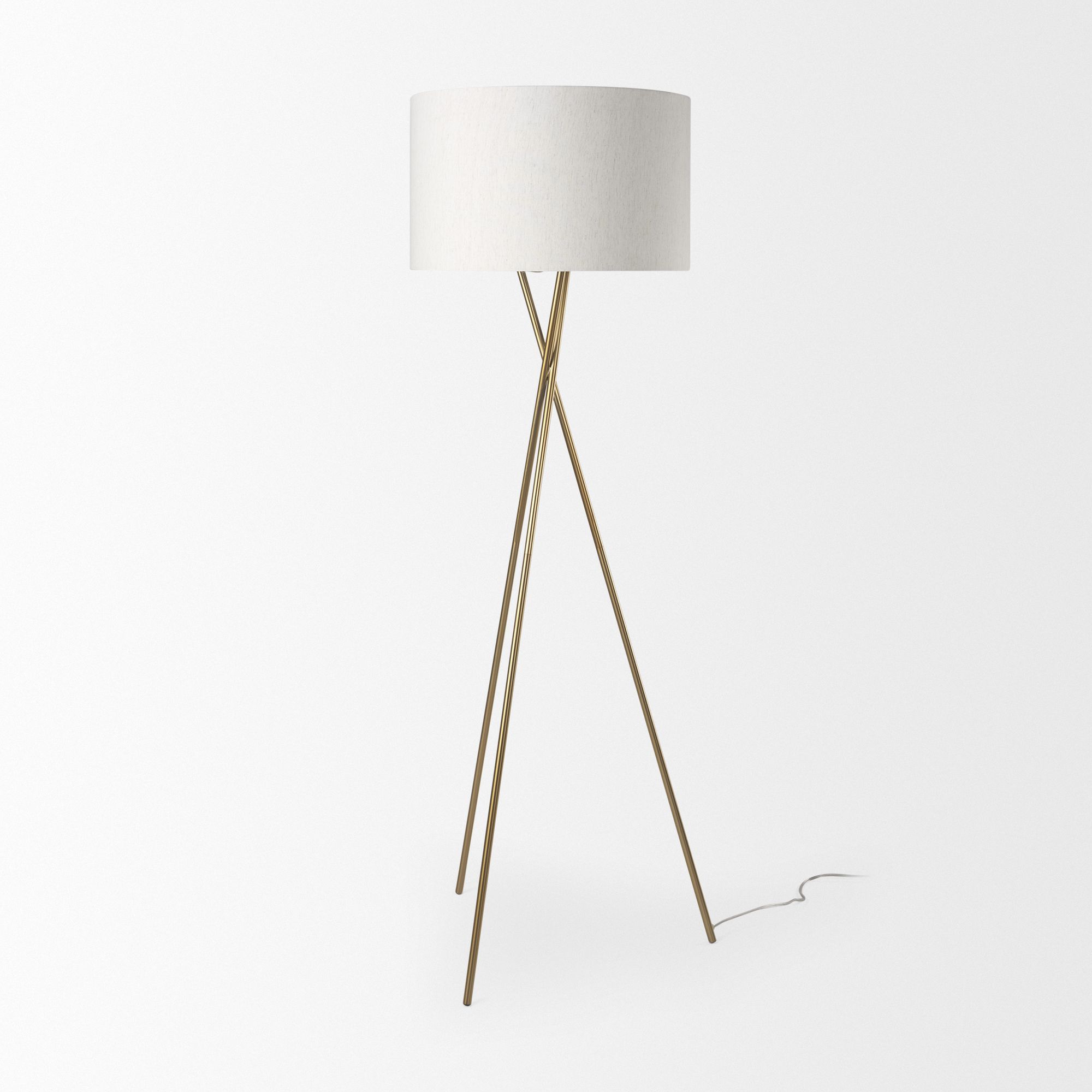 Mercana Ambrose Floor Lamp with Cream Fabric Shade - Gold