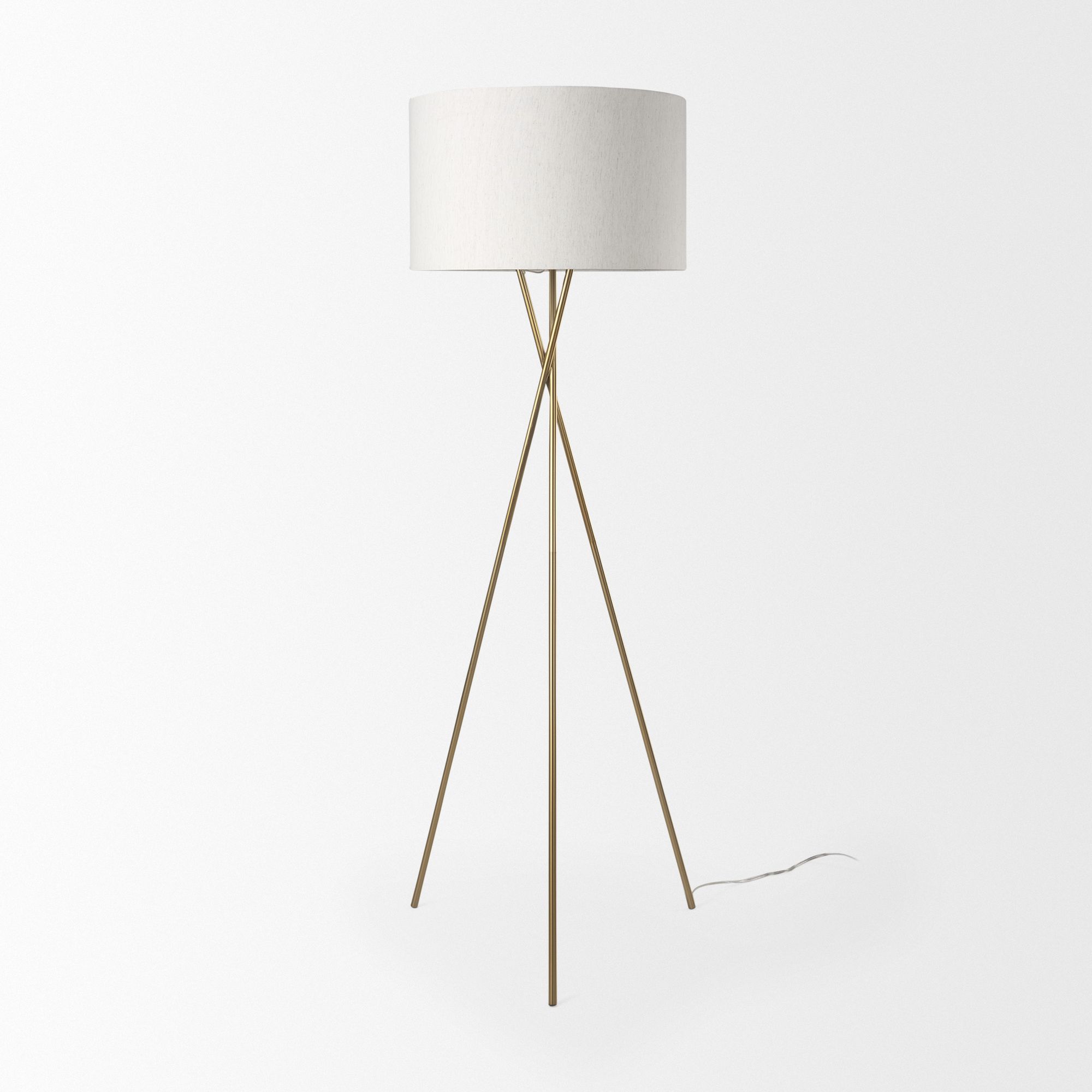 Mercana Ambrose Floor Lamp with Cream Fabric Shade - Gold