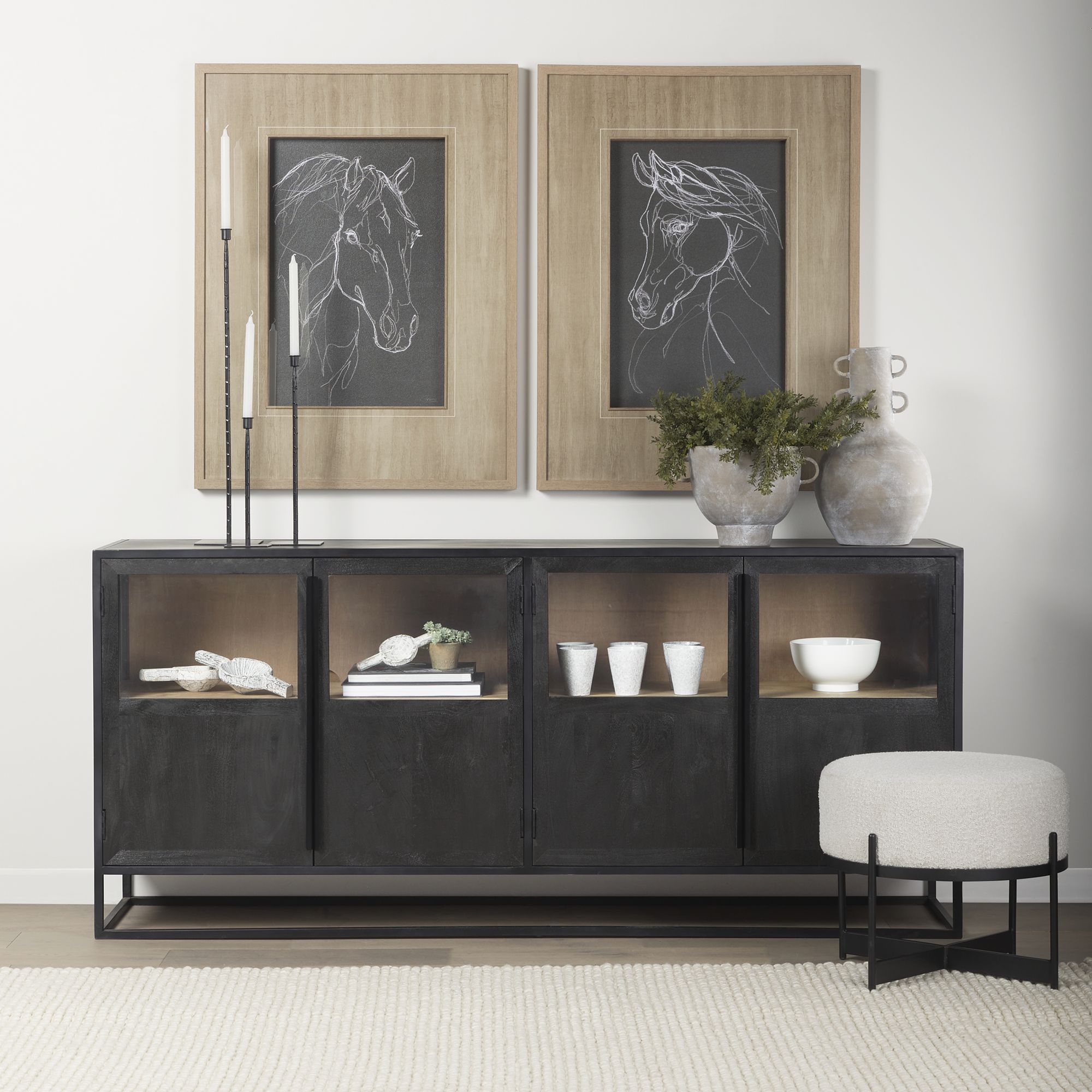 Mercana Sloan Sideboard - Black, Wood/Metal