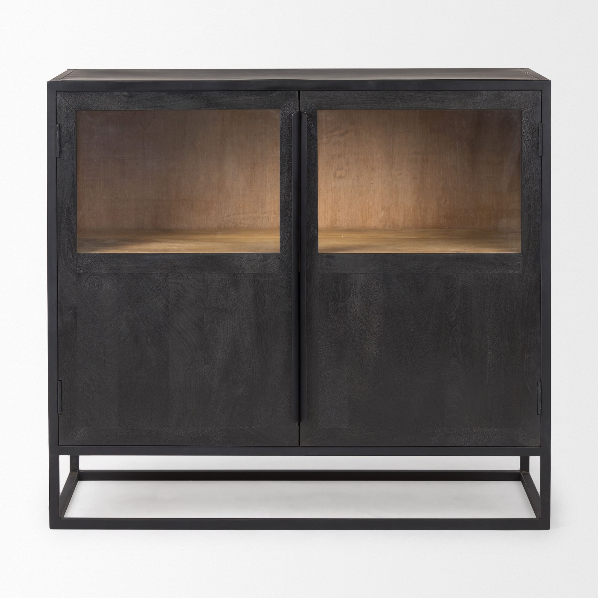 Mercana - Sloan Black Wood with Black Metal Frame Accent Cabinet