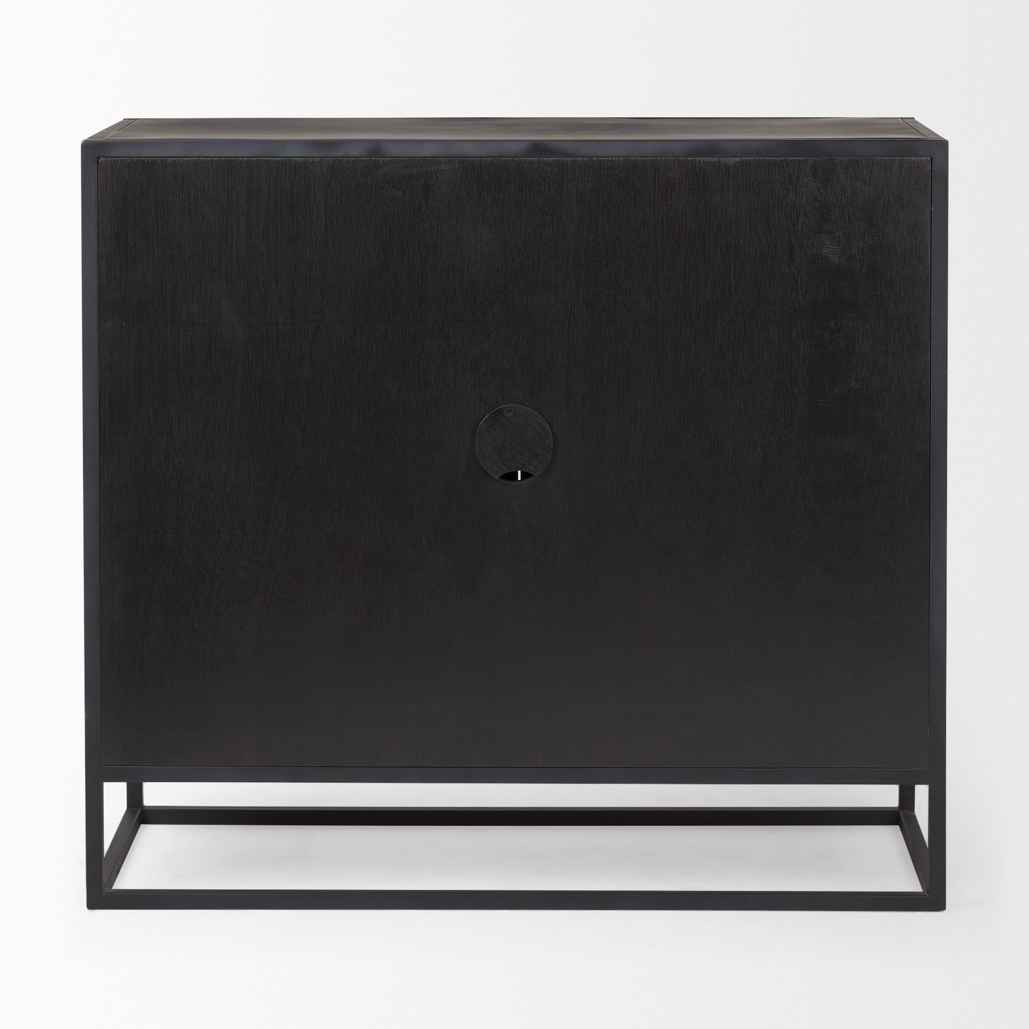 Mercana - Sloan Black Wood with Black Metal Frame Accent Cabinet