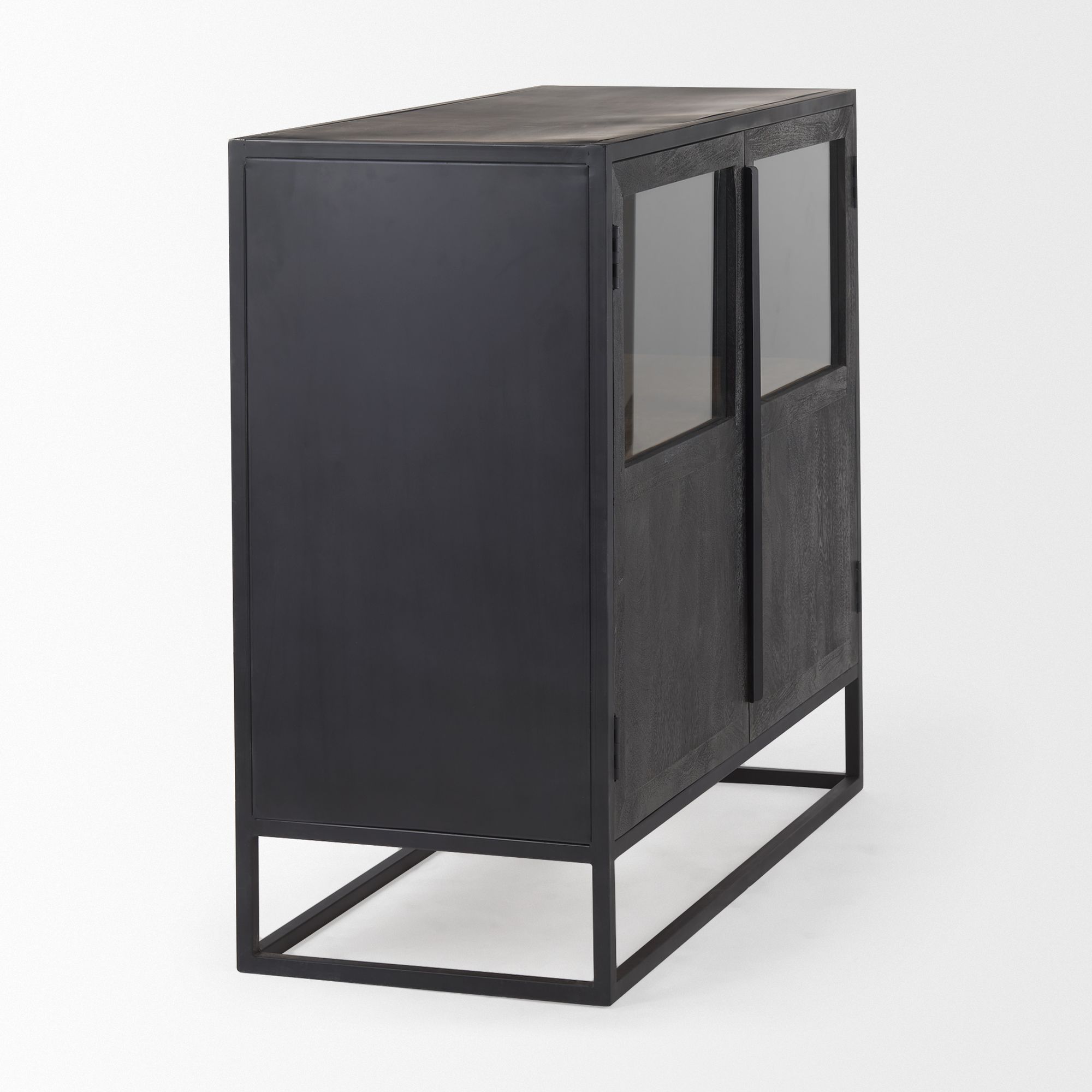 Mercana - Sloan Black Wood with Black Metal Frame Accent Cabinet